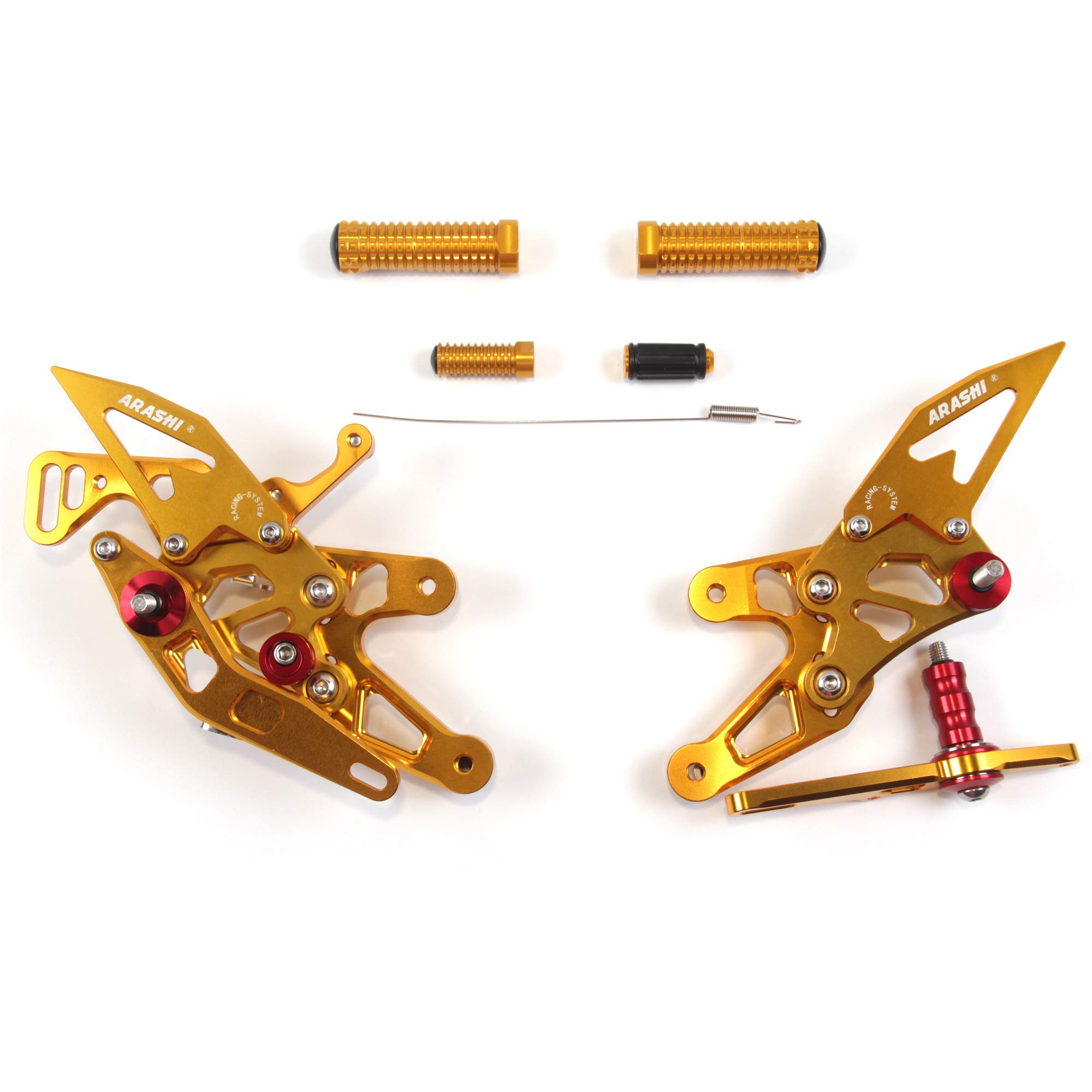 Arashi V2.0 Adjustable Rear Sets Foot Pegs for BMW S1000R (2017-2019) - Motorcycle Footrest Accessories in Gold - Perfect for Track Days & Performance Riding