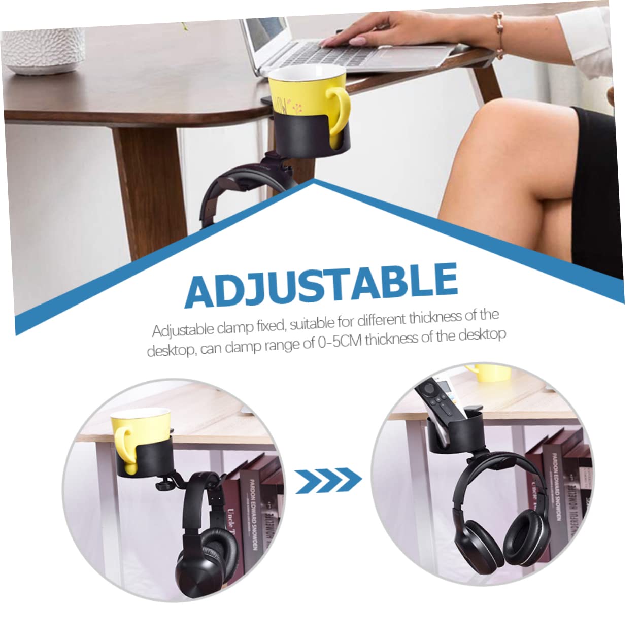 PRETYZOOM 4-Pack Headset Holder - Universal Headphone Stand, Desk Mount Earphone Hanger for Office, Gaming & Home Use - Perfect for Organizing Headsets on Workstations, Computer Desks and Entertainment Centers