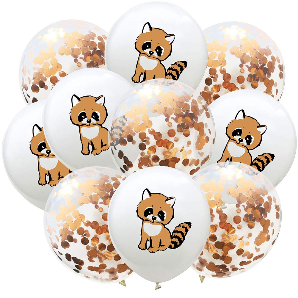 20 Pack Cute Raccoon Shaped Latex Balloons with Sequins - Animal Themed Party Decorations for Kids Birthday, Baby Shower & Carnival Events