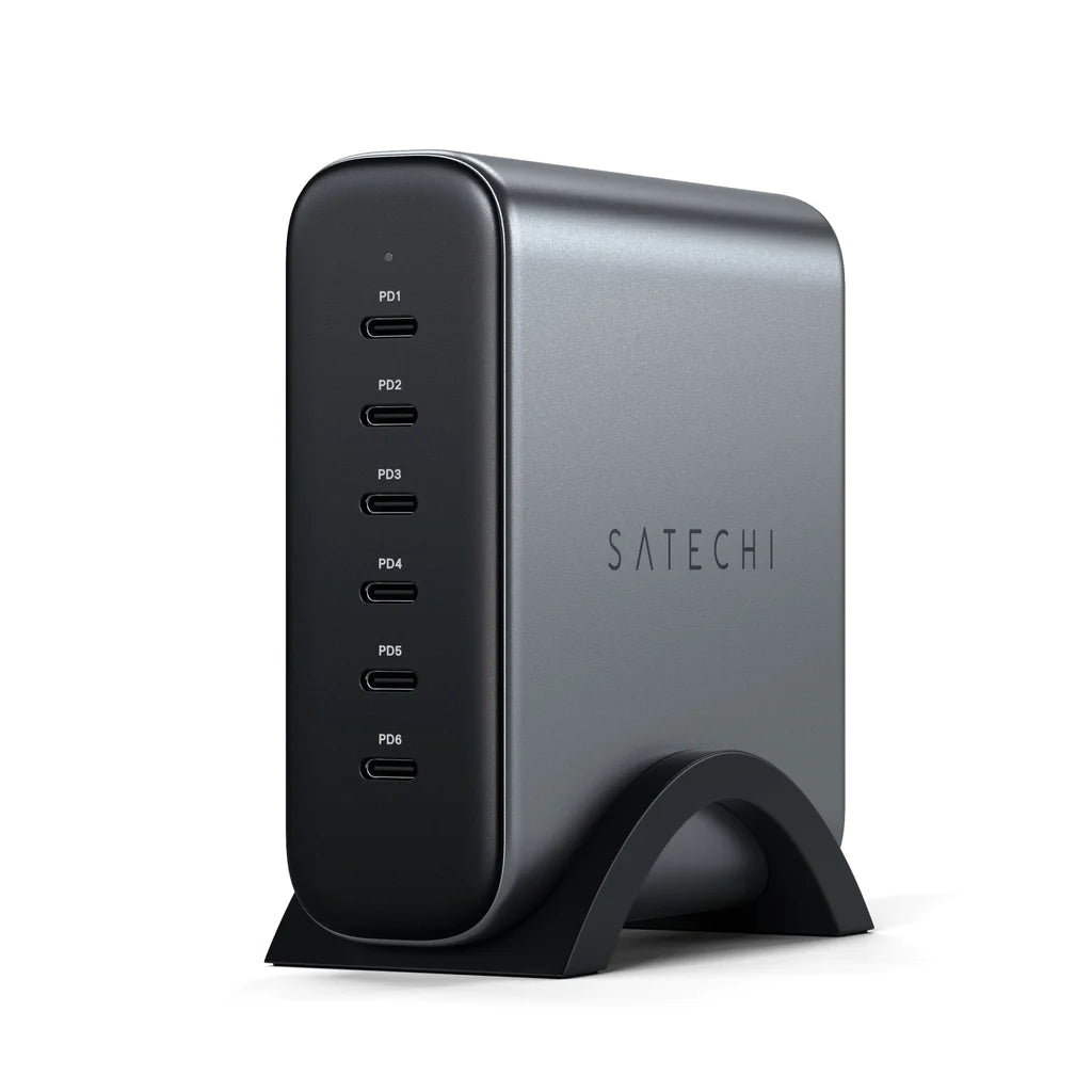 Satechi 200W USB C GaN Charger with 6 Ports - Fast Charging for MacBook, iPhone, iPad, Laptop & More - Perfect for Home, Office & Travel