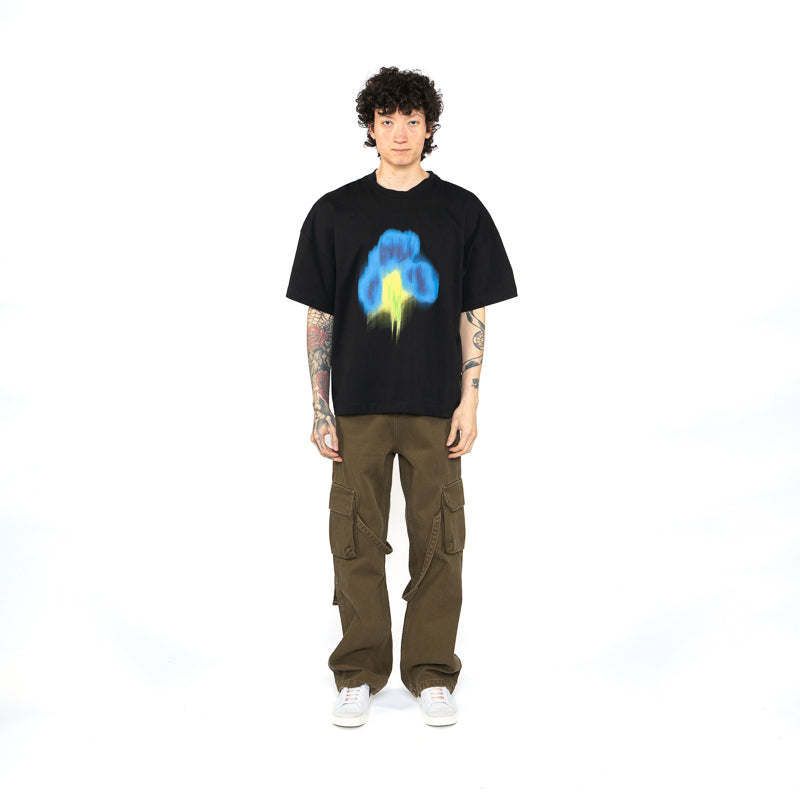 Flaneur Blurred Flower Print T-Shirt for Women - Soft Cotton Casual Tee - Black - Perfect for Streetwear & Everyday Outfits