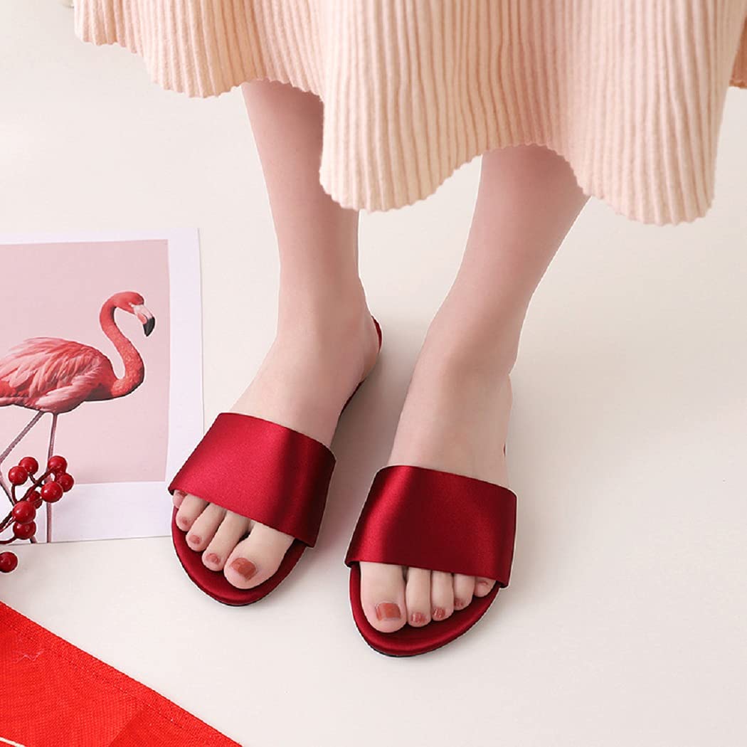 HANDKEI Women's Summer Satin Slippers - Breathable Indoor Flat Sandals for Home, Comfortable House Shoes for Relaxing & Lounging