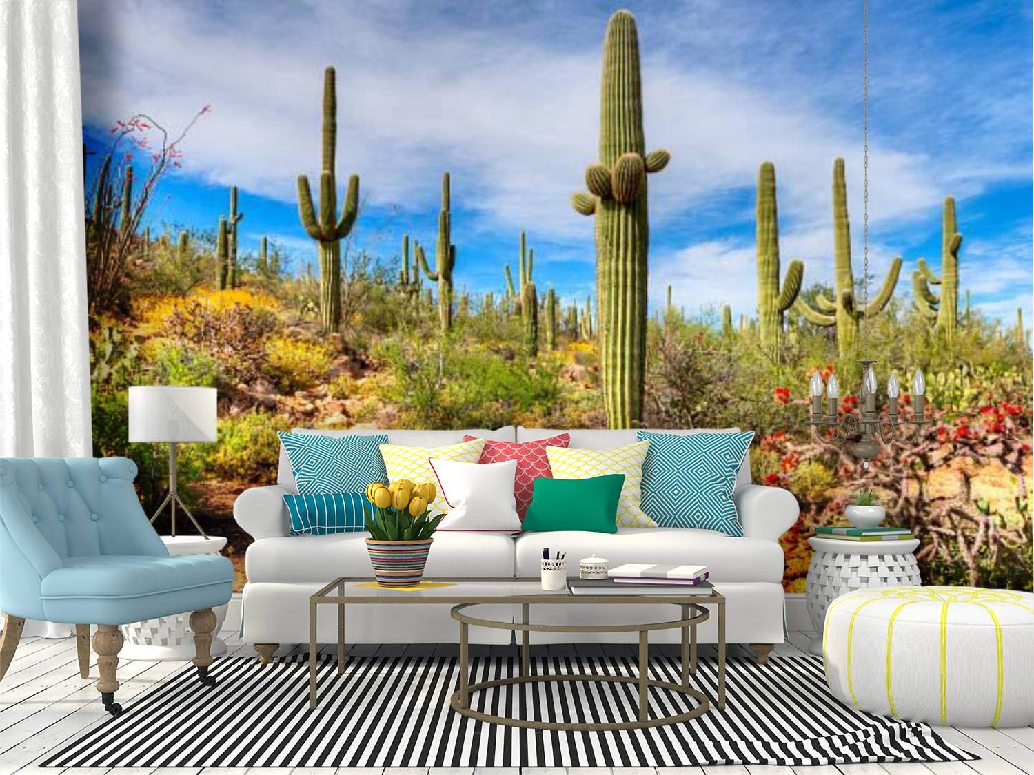 Sonoran Desert Peel and Stick Wallpaper - Self-Adhesive Removable Vinyl Wall Mural for Home Decor | Easy DIY Wall Covering for Living Room, Bedroom & Office