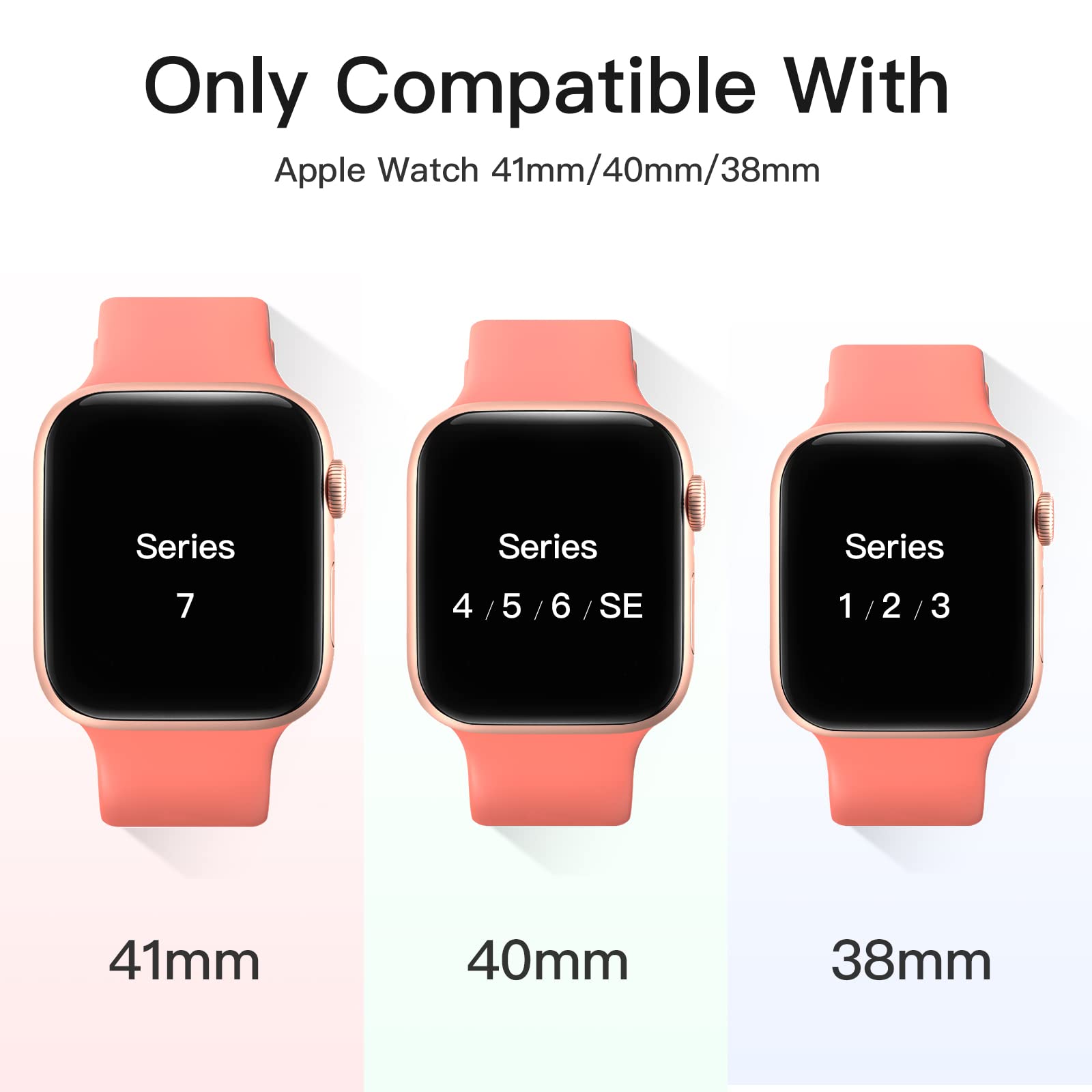 AOTUAO Soft Silicone Sport Band for Apple Watch 38mm 40mm 41mm - Compatible with Series 9/8/7/6/5/4/3/2/1/SE - Coral Orange Strap for Women & Men - Perfect for Running, Gym & Everyday Wear