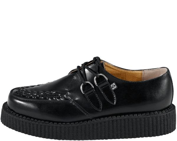 T.U.K Black Leather Viva Mondo Creeper Shoes - Punk Rock & Gothic Style for Women & Men - Perfect for Concerts, Nightclubs & Alternative Fashion