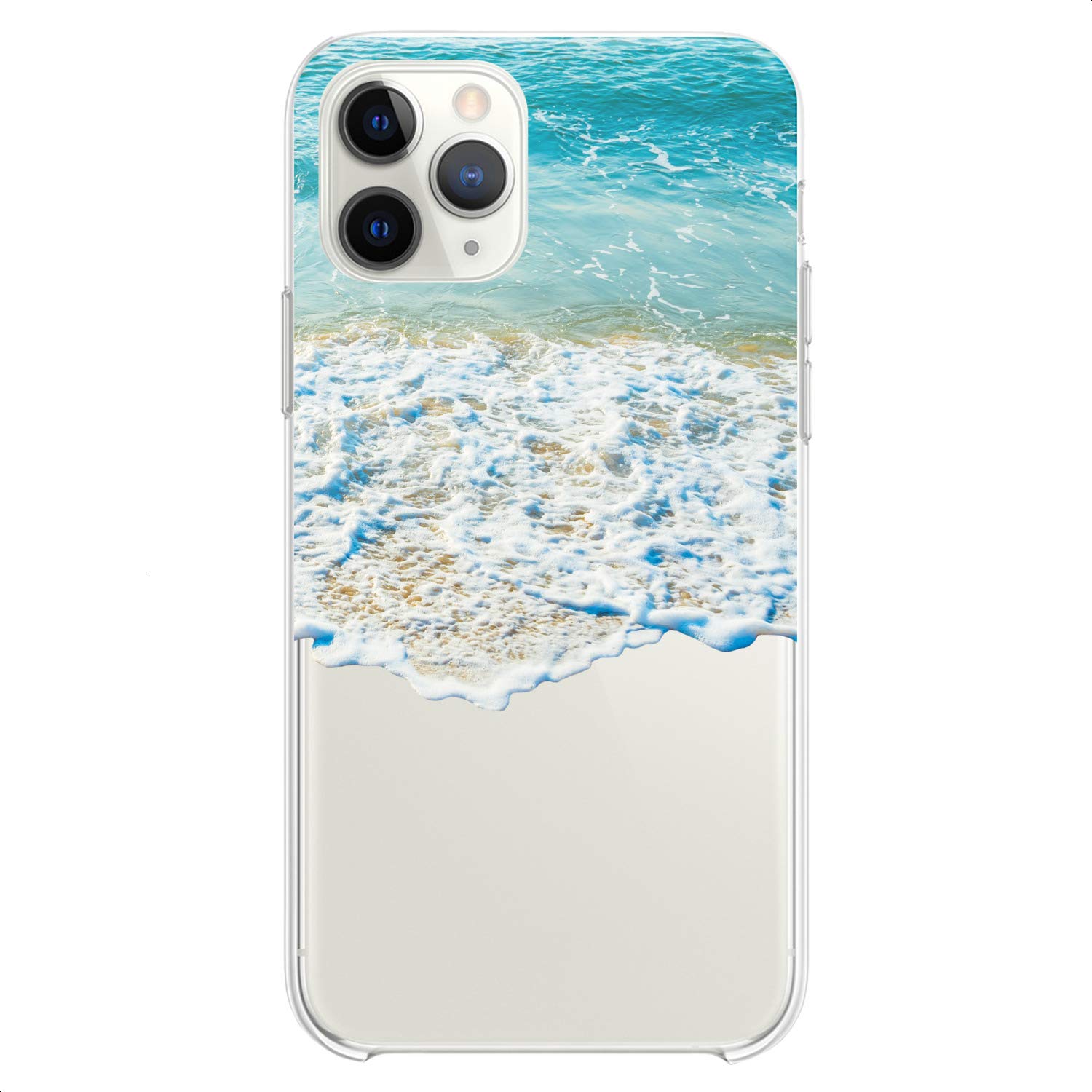 Premium TPU Phone Case for iPhone 16/15/14/13/12/11 Pro Max/Plus/Mini/XS/XR/X/8+/7/6/5/SE - Clear Flexible Silicone Cover with Kawaii Wave Blue Sea Print - Cute Slim Protective Case for Women & Girls - Perfect for Summer Beach Days, Travel & Everyday Use