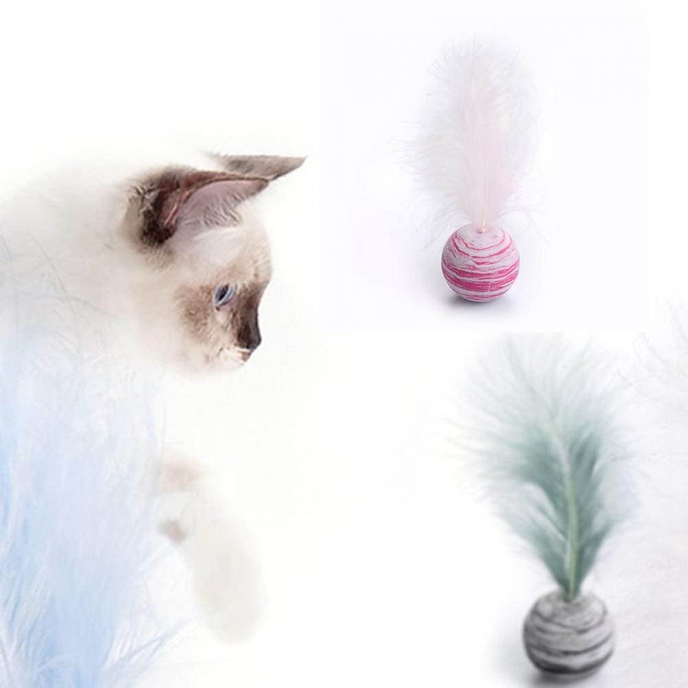 3pcs Bouncy Cat Toys with Feathers - Soft Interactive Kitten Balls for Indoor Play, Exercise & Training - Perfect for Playtime, Bonding & Stimulation