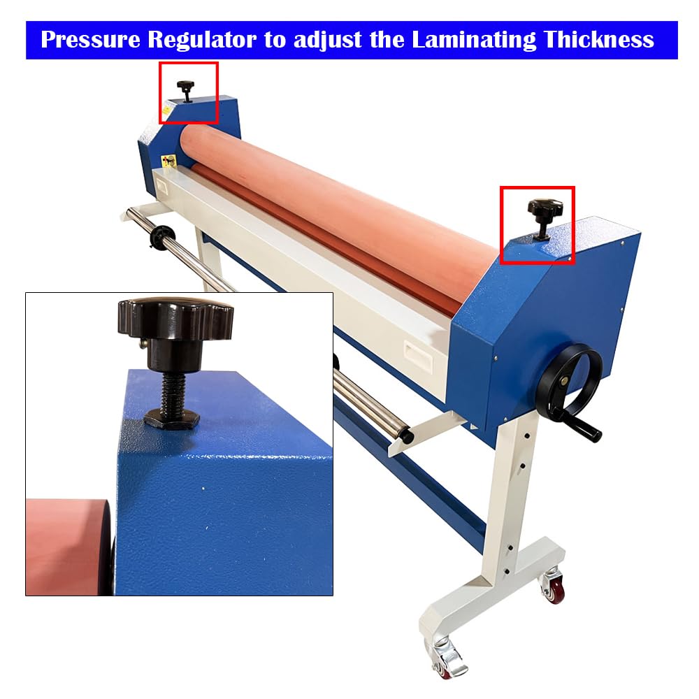 INTBUYING 63in Large Manual Cold Laminator Machine with Soft Rubber Rollers - 1in Max Thickness for Vinyl, Graphics & Photos - Wide Format Laminating for Signs, Posters & Artwork - Perfect for Home, Office & Print Shops