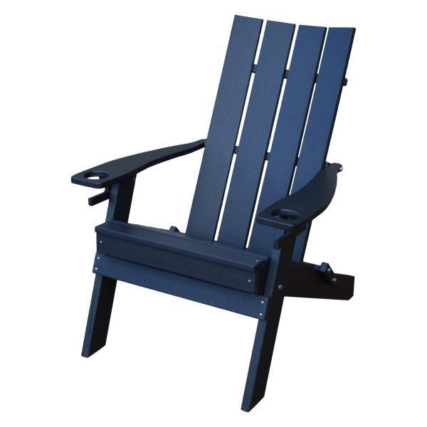 A & L Furniture Poly Hampton Folding Adirondack Chair with 2 Cup Holders - Outdoor Patio, Garden, Poolside, and Beach Relaxation