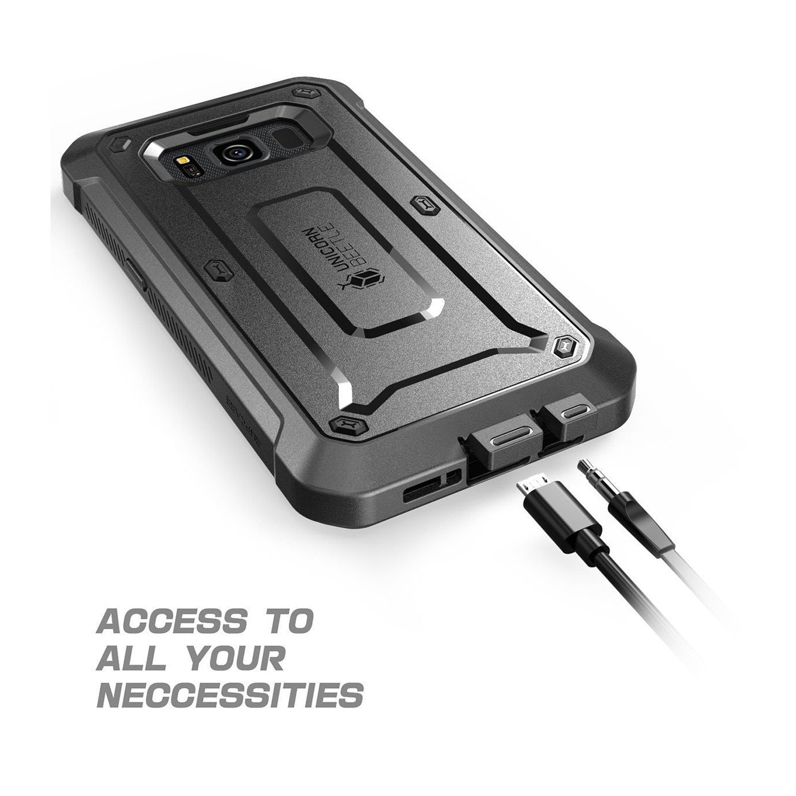 Samsung Galaxy S8 Active Unicorn Beetle Pro Rugged Case with Built-in Screen Protector - Shockproof & Drop Protection - Black (Open Box) - Perfect for Outdoor, Work & Extreme Sports
