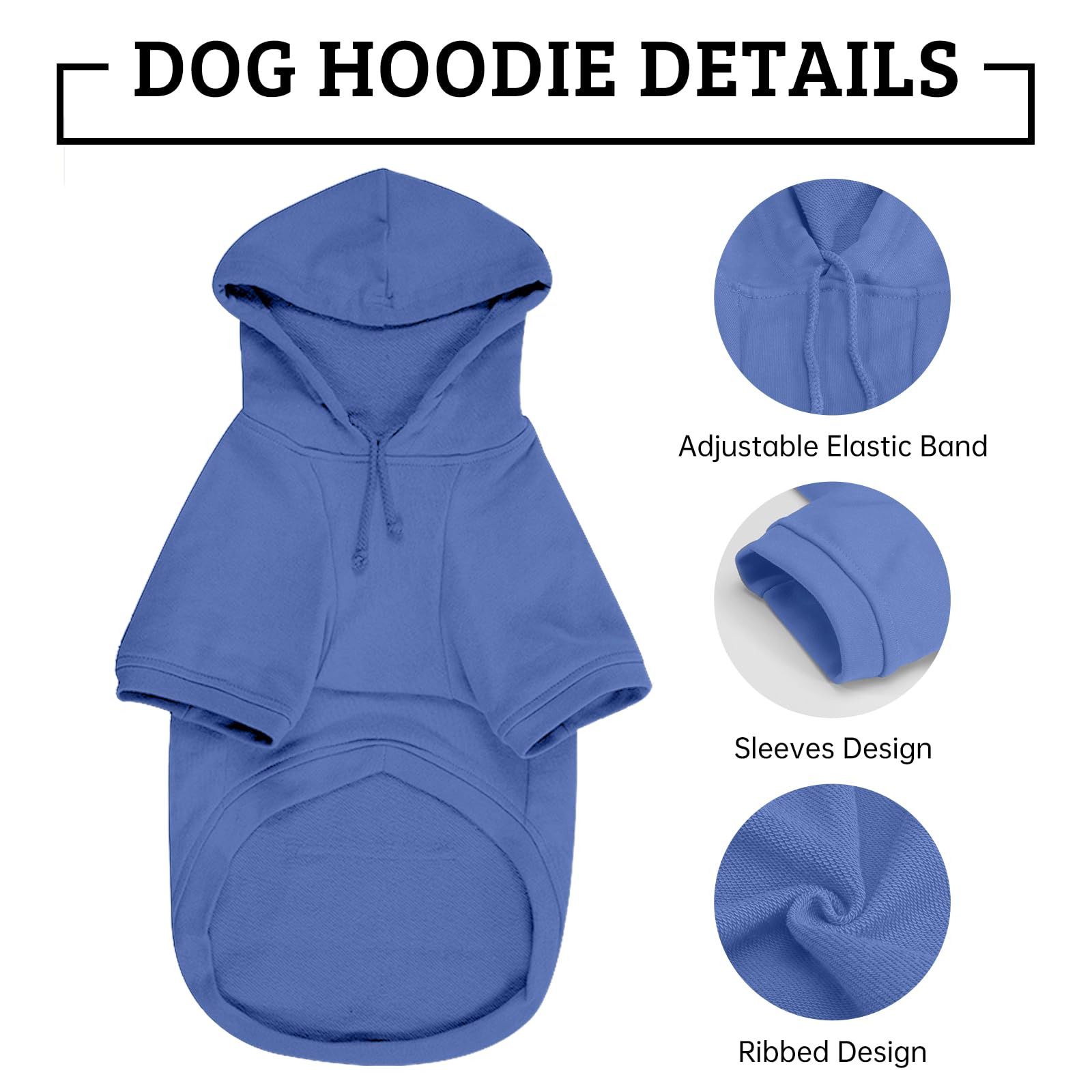 **PETWIT Small Dog Hoodies - Winter Warm Fleece Jumper with Hood & Pockets for Small Puppies - Cozy Blue Dog Sweatshirt (XS) - Perfect for Outdoor Walks & Indoor Comfort**