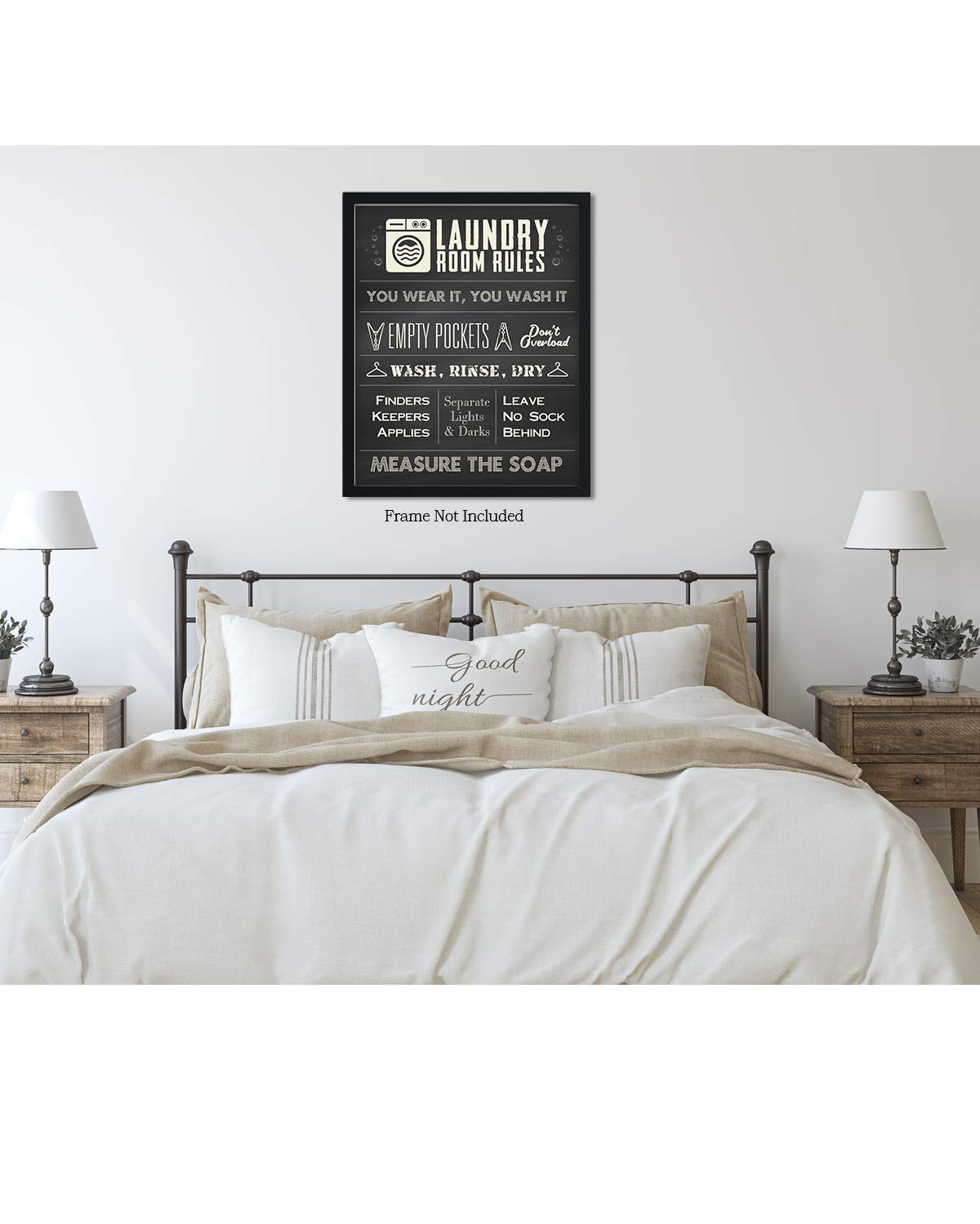 Laundry Room Rules Wall Art Decor Print - 16x20 Inch Unframed Poster - Perfect for Laundry Room Decoration & Unique Gift Ideas - Home Decor for Washer & Dryer Area