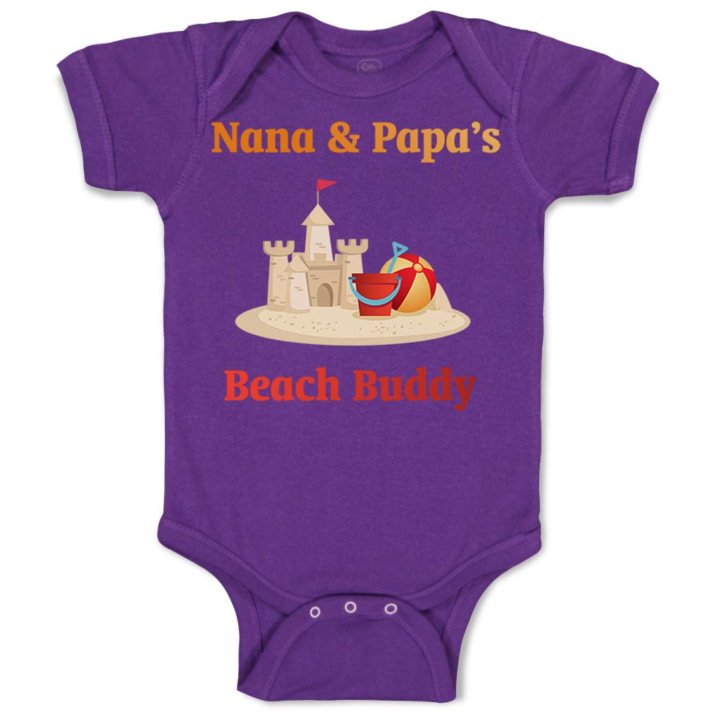 Custom Funny Baby Bodysuit - Nana & Papa's Beach Buddy Grandparents Cotton Onesie for Boys & Girls - Purple Design Newborn Outfit | Perfect for Beach Trips, Family Photos & Grandparent Visits