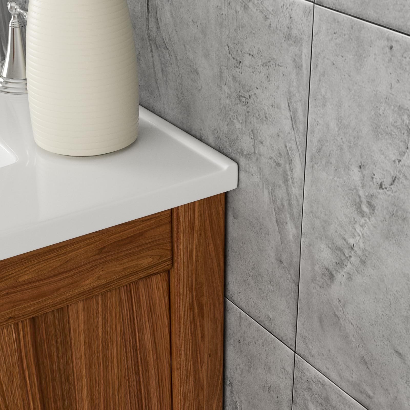 Lordear White Porcelain 3-Hole Drop-In Bathroom Sink - 24 x 18 Inch Ceramic Vanity Top Basin for Bathroom & Powder Room Remodeling