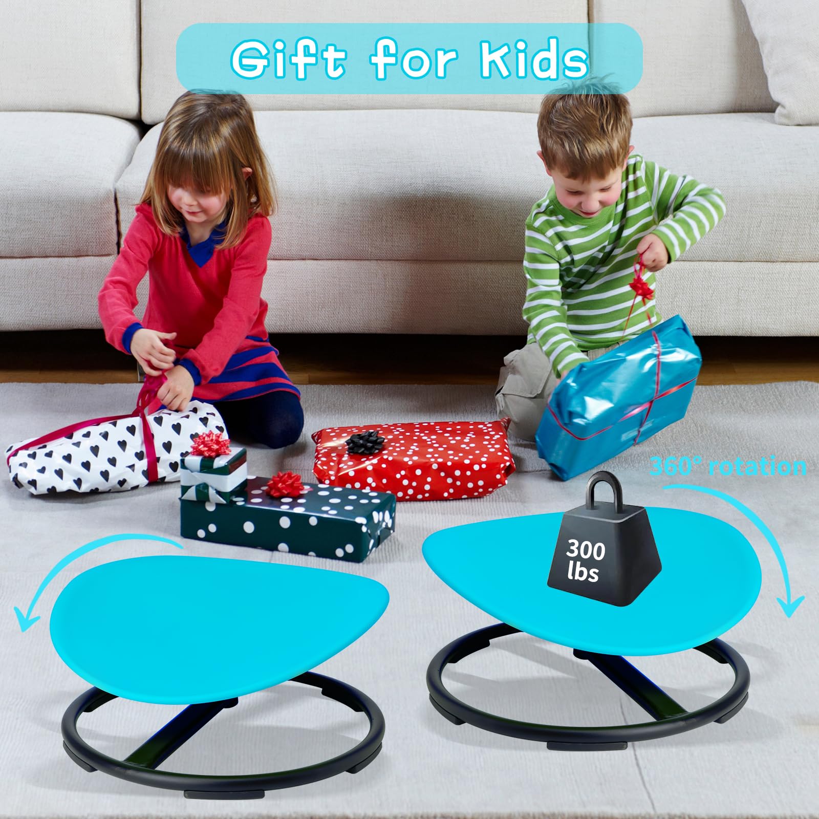 LulliSpace Kids Swivel Chair - Sensory Spinning Chair for Children with Autism, Improves Balance & Coordination, Sturdy Metal Base with Non-Slip Design - Perfect for Playrooms, Classrooms & Sensory Therapy