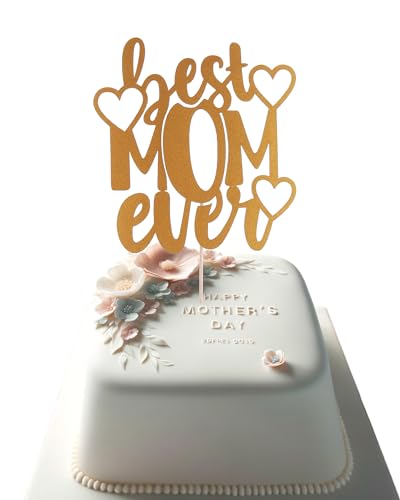 Best Mom Ever Cake Topper, Gold