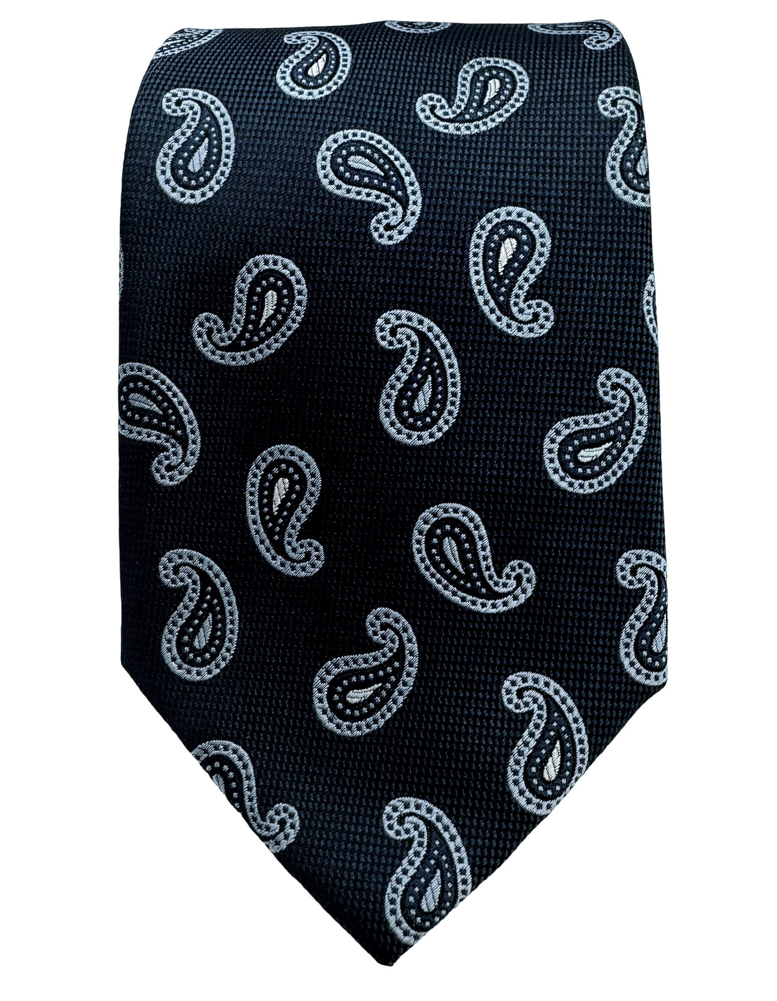 DÉCLIC Grayson Paisley Tie for Men - Navy Blue Silk Necktie - Perfect for Weddings, Business Meetings & Formal Occasions