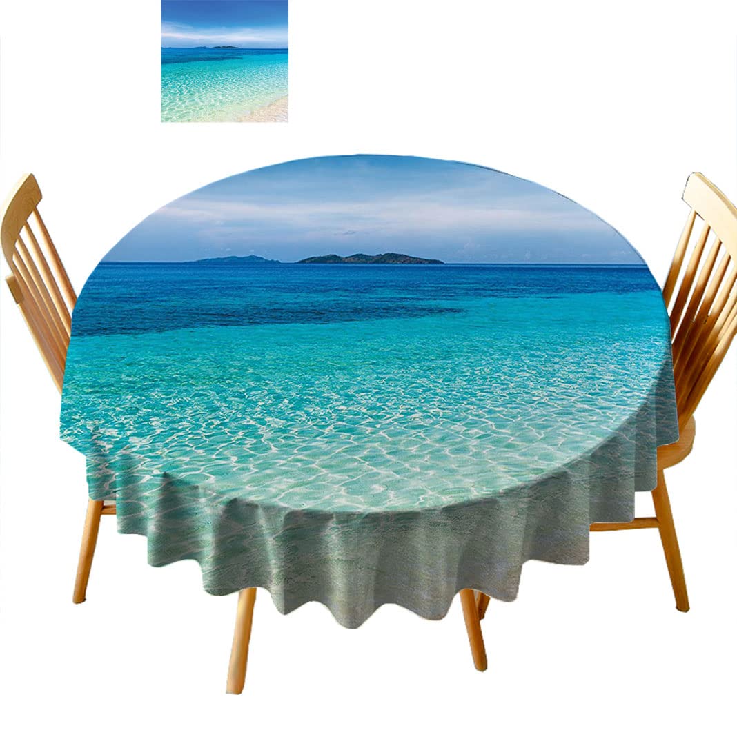 Round Tablecloth 54 Inch - Premium Fabric Dining Table Cover for Restaurants, Parties & Home Decor - B22PL (White, Washable) - Perfect for Weddings, Holidays & Everyday Use
