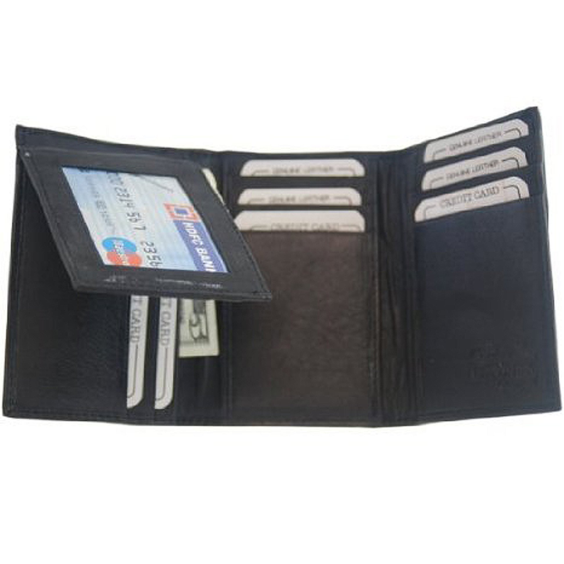 MARSHAL Men's Flip-Up Trifold Wallet with Credit Card Holder - Slim RFID Blocking Leather Wallet for Business & Travel #239