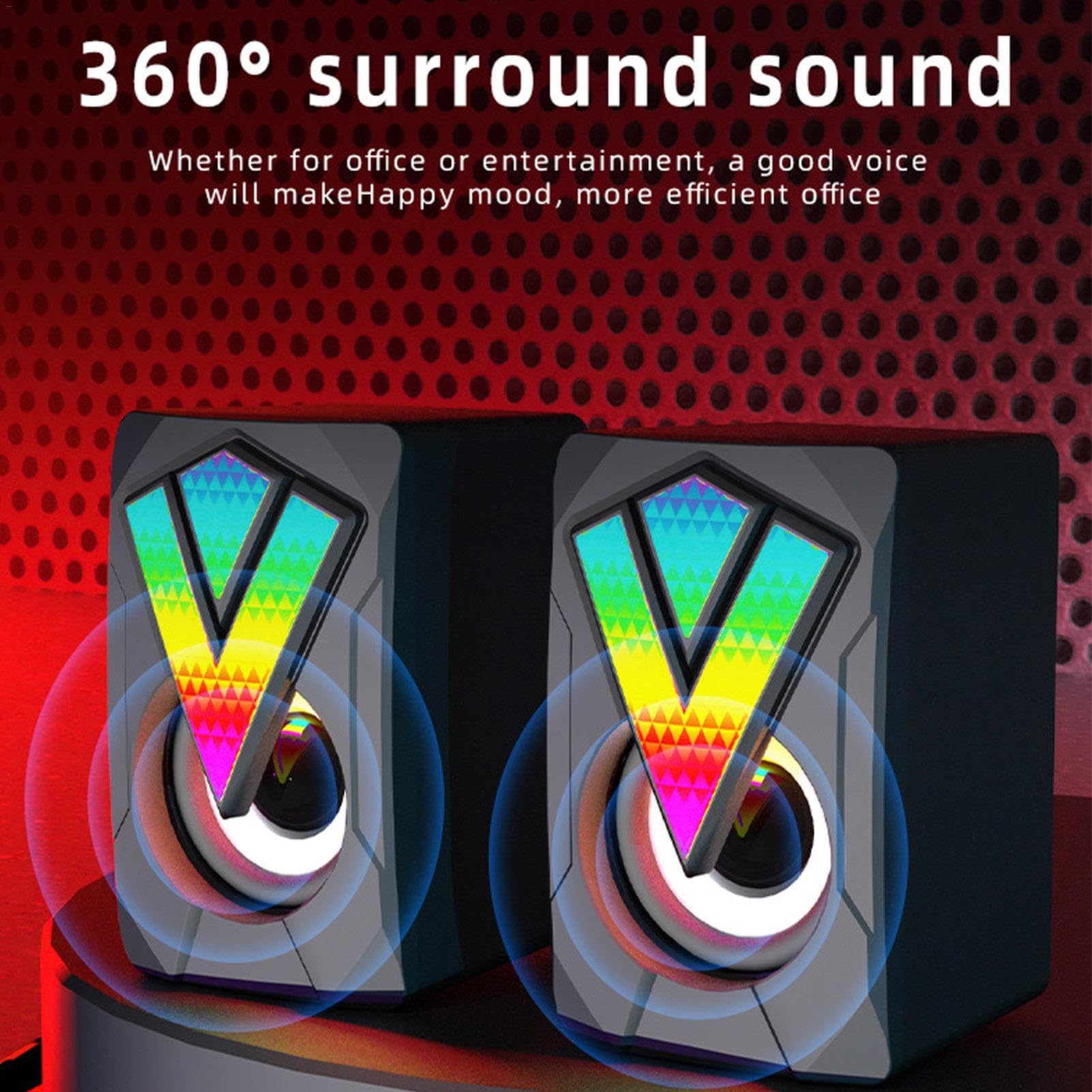 Ziurmut RGB Gaming PC Speakers with USB Power, Multimedia Computer Speakers with RGB Lighting for Enhanced Gaming Experience, Perfect for Gaming Setups and Home Offices