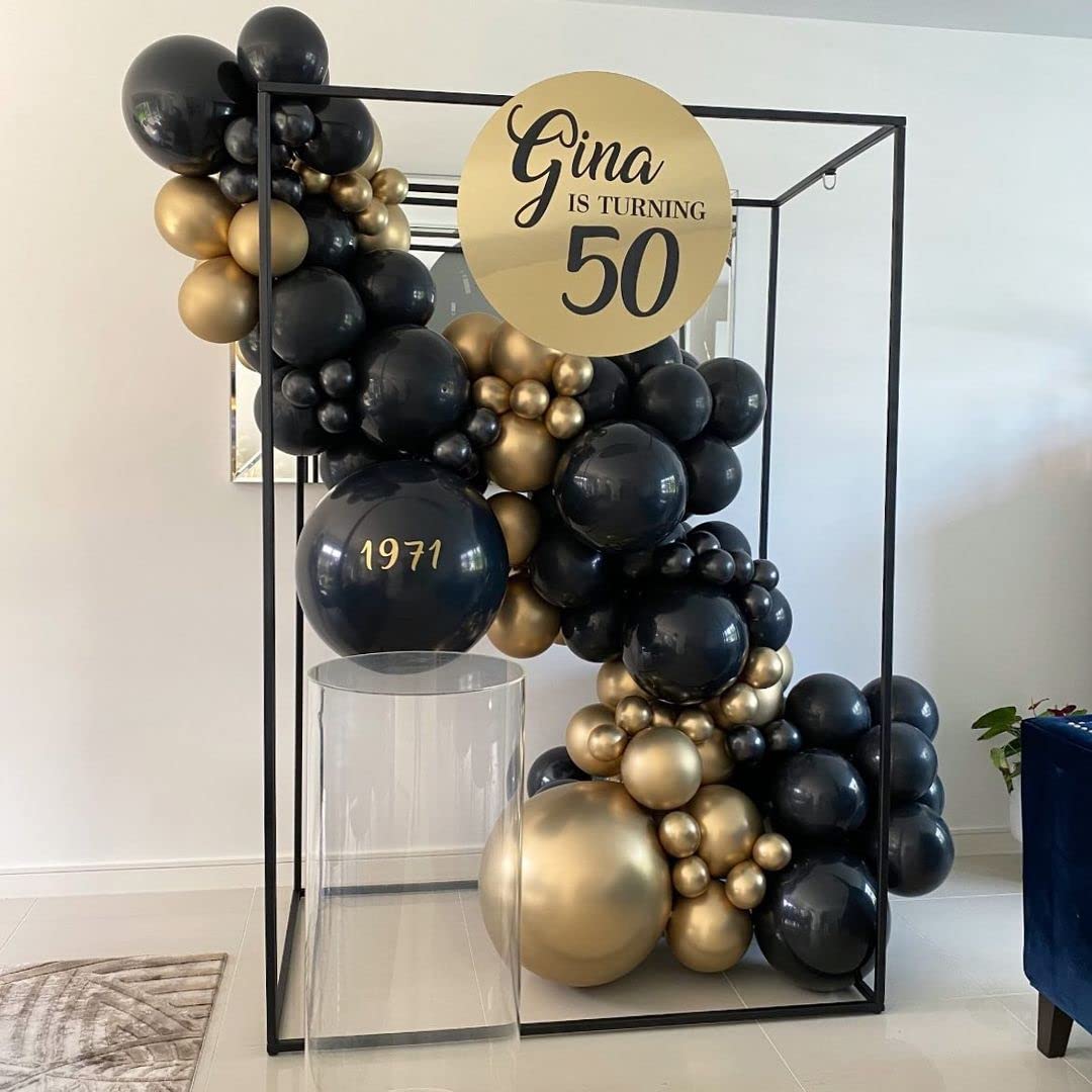 Black and Gold Balloon Garland Arch Kit - 148pcs Graduation Party Decorations for 2023 Graduation Ceremony, Photo Backdrop & Celebration Decor