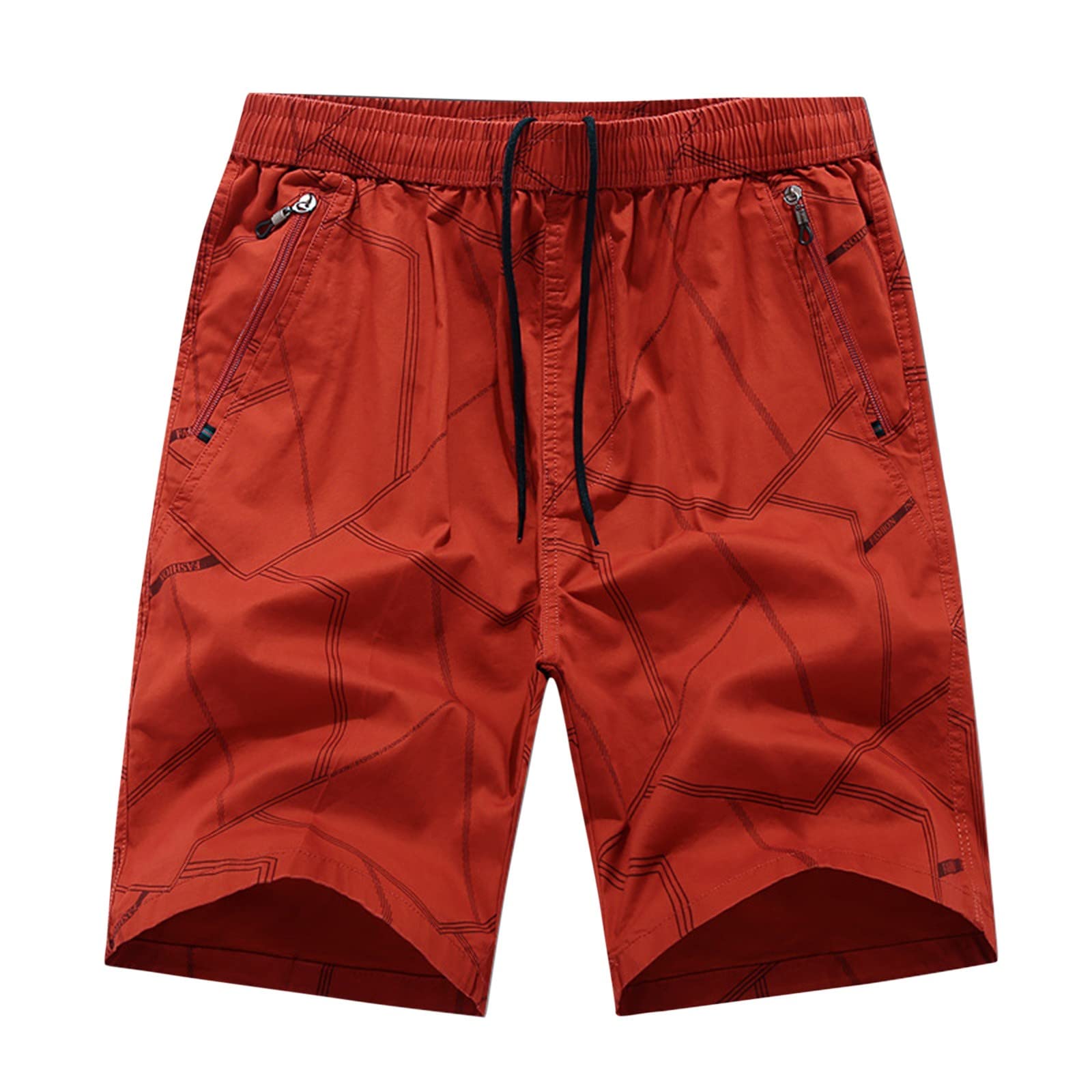 Men's Cotton Summer Casual Shorts with Elastic Waistband & Drawstring - Relaxed Fit Activewear for Workout, Gym, Running & Outdoor Activities