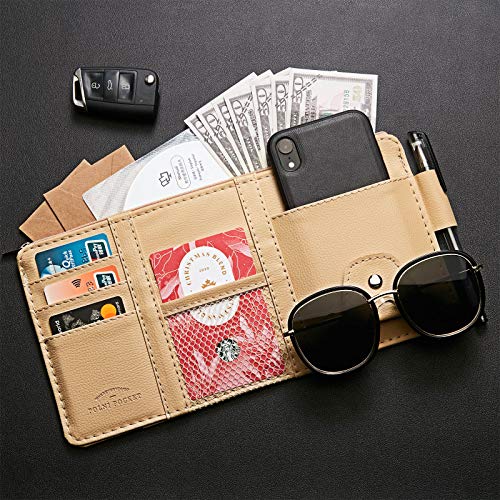 Boao Car Sun Visor Organizer - 2 Pack PU Storage for Sunglasses & Documents - Travel & Commute Use