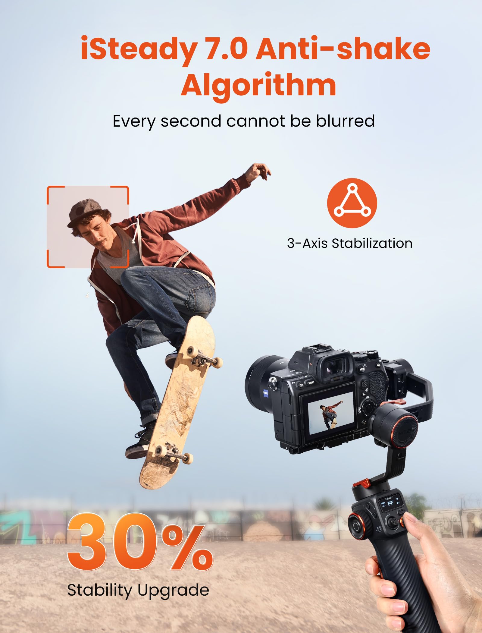 Hohem iSteady MT2 3-Axis Gimbal Stabilizer for Mirrorless, Pocket & Action Cameras - Compatible with Canon, Sony, Nikon & iPhone - OLED Display Camera Stabilizer for Vlogging, Travel & Professional Videography