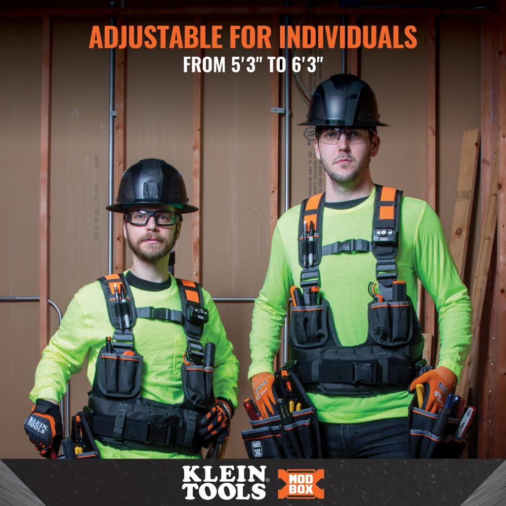 MODbox Tool Vest Combo - Heavy Duty Work Vest with Multiple Pockets for Construction, DIY & Outdoor Activities | Perfect for Electricians, Carpenters & Handymen