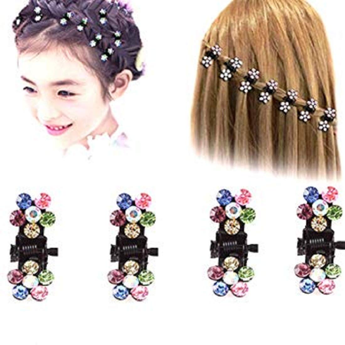 HOME REPUBLIC 12-Piece Crystal Flower Mini Hair Claw Clips - Colorful Hair Pins & Hair Accessories for Women - Perfect for Parties, Weddings & Everyday Styling