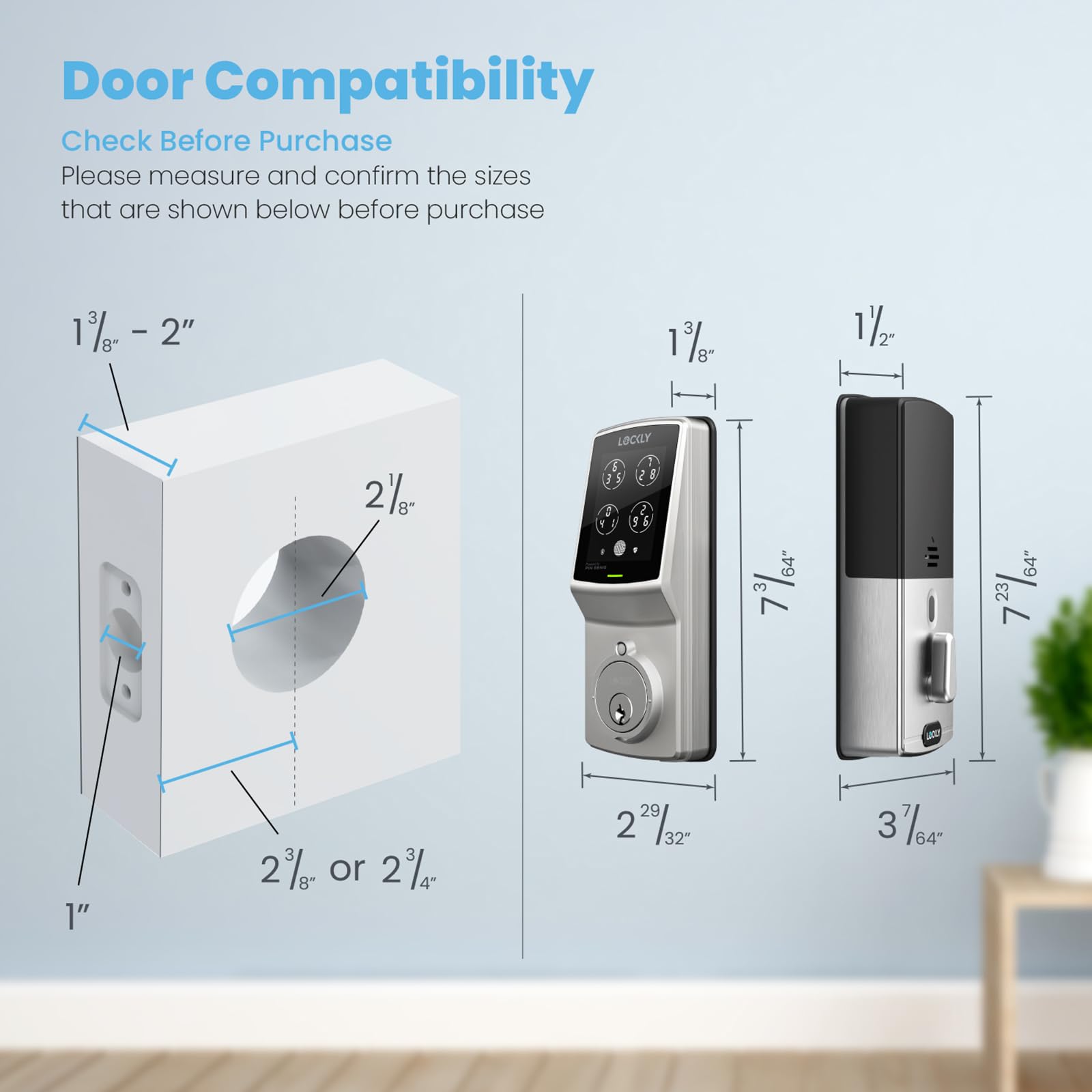 Lockly Smart Lock Model 7S - Bluetooth Enabled Keyless Entry Deadbolt with PIN Genie® Digital Keypad | Smart Home Security for Front Doors | Works with Alexa & Auto-Lock Feature | Perfect for Vacation Homes, Rentals & Modern Smart Homes