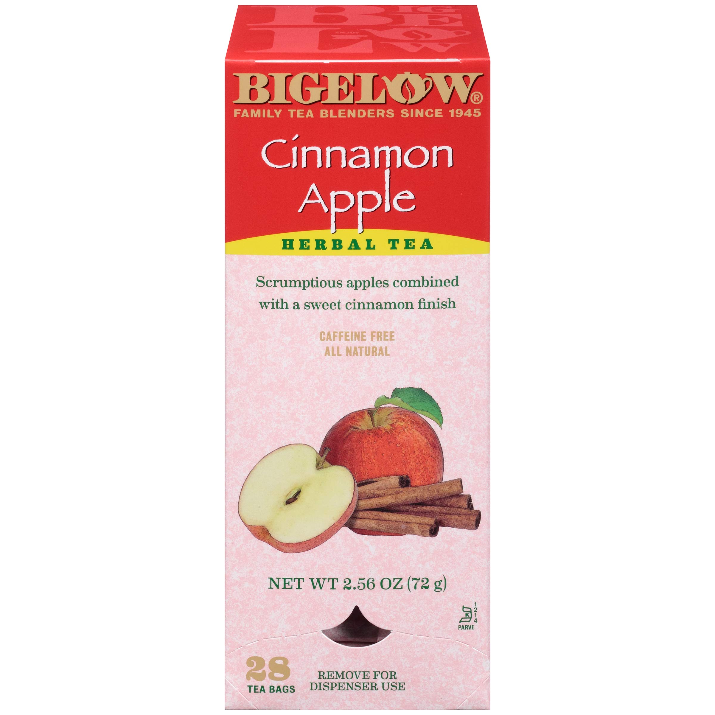 Bigelow Cinnamon Apple Hibiscus Herbal Tea Bags - 28 Count, All Natural, Non-GMO, Caffeine-Free - Perfect for Relaxation, Afternoon Tea & Cold Weather Comfort