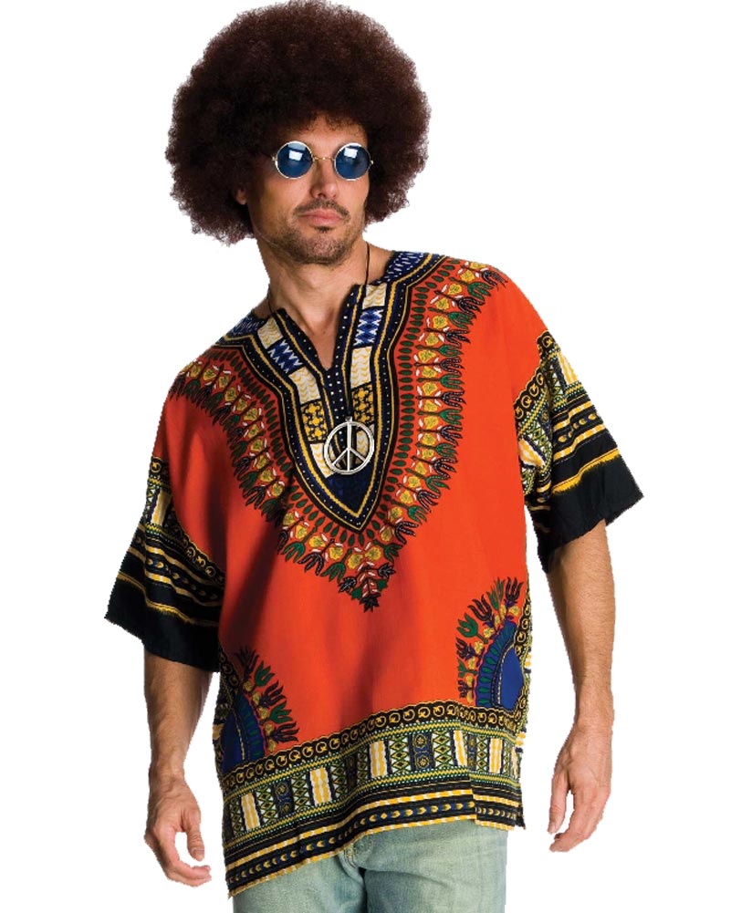 60s Hippie Men's Costume Kit - Vintage 1960s Hippie Outfit for Halloween, Theme Parties & Cosplay - Tie-Dye Shirt, Bell Bottoms & Accessories