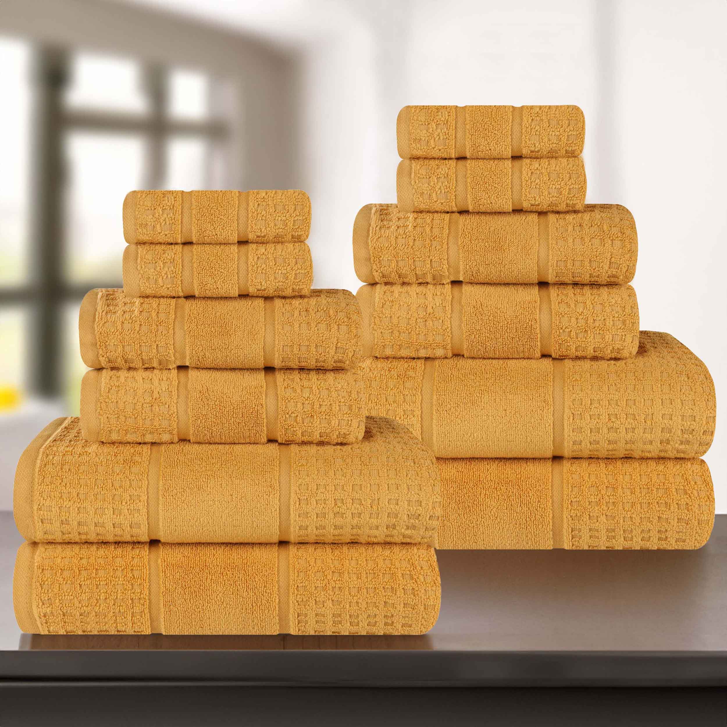 Premium 12-Piece Zero Twist Cotton Waffle Towel Set - Ultra Soft & Highly Absorbent Honeycomb Weave Bath Towels for Spa, Gym, and Luxury Home Use