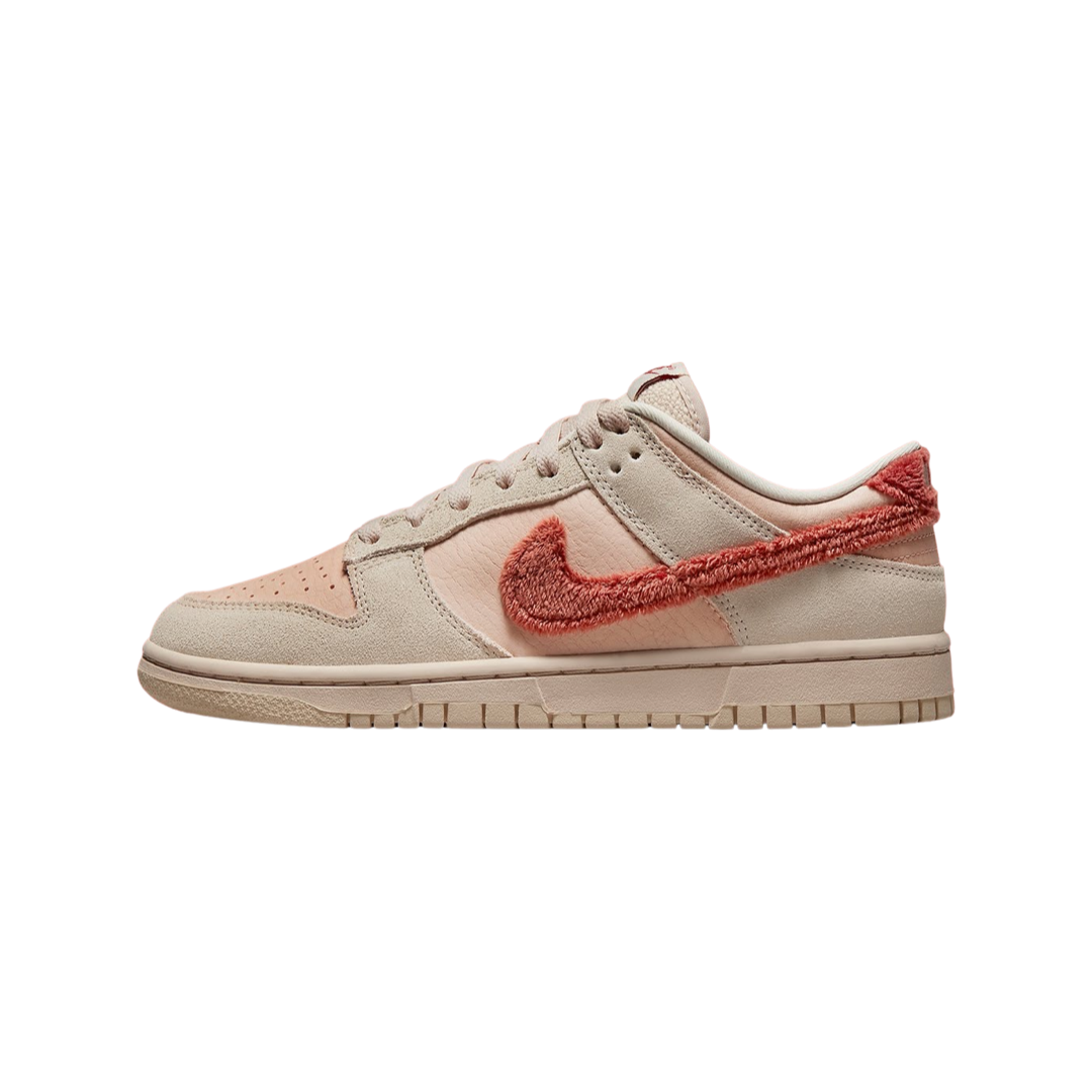 Nike Women's Dunk Low Sneakers - Terry Swoosh Shimmer Mars Stone Sanddrift DZ4706-200 | Casual Fashion Shoes for Women | Perfect for Streetwear, Gym & Everyday Wear