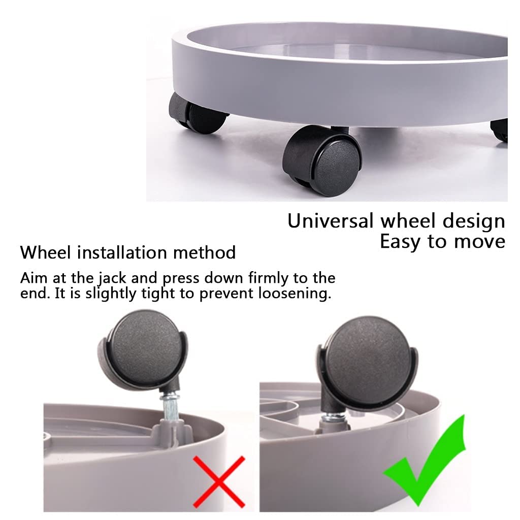 2-Pack Rolling Plant Saucers with Wheels - 19cm/7.48in Round Mobile Flower Pot Stand for Indoor/Outdoor Use - Durable Plant Dolly Tray for Easy Moving & Decorating Living Room, Patio or Garden