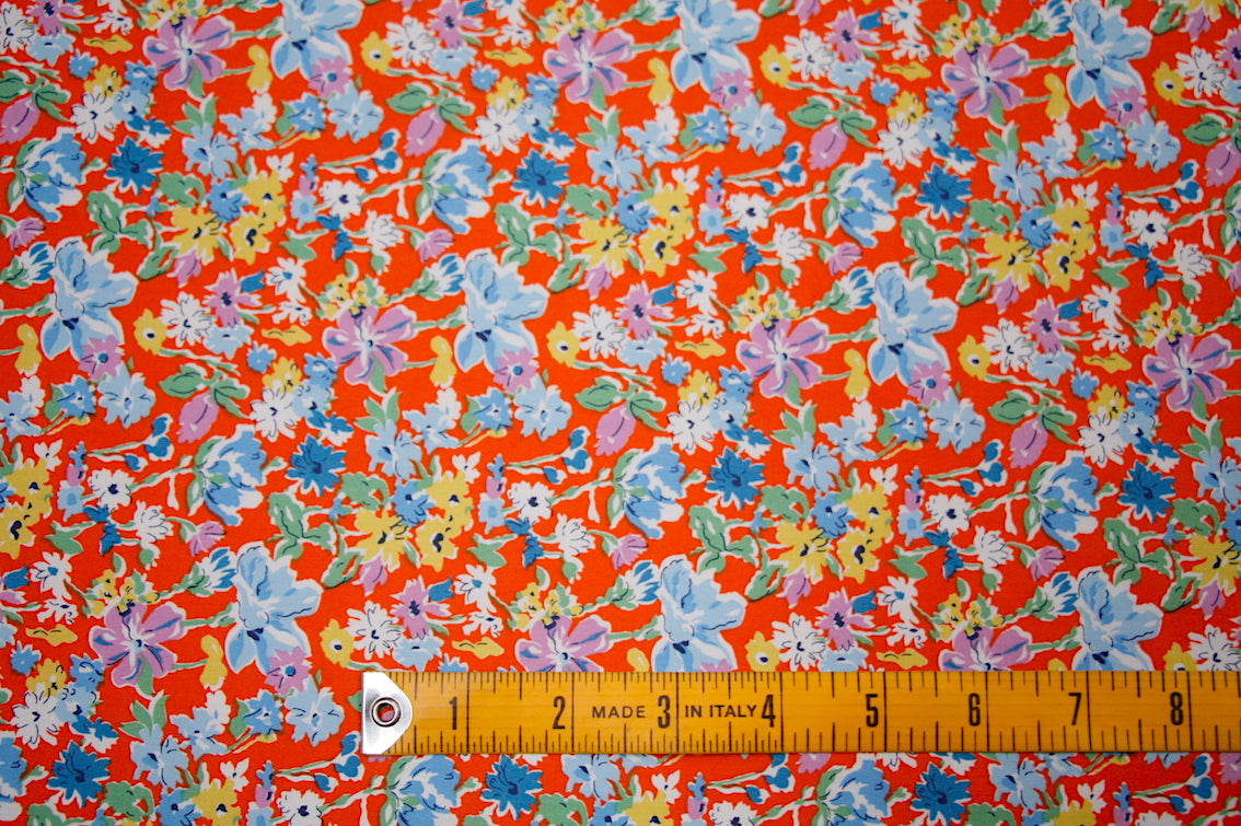 California Bloom Orange Tana Lawn Fabric - Lightweight & Vibrant Cotton for Dresses, Skirts & DIY Sewing Projects | Perfect for Summer Fashion & Home Decor