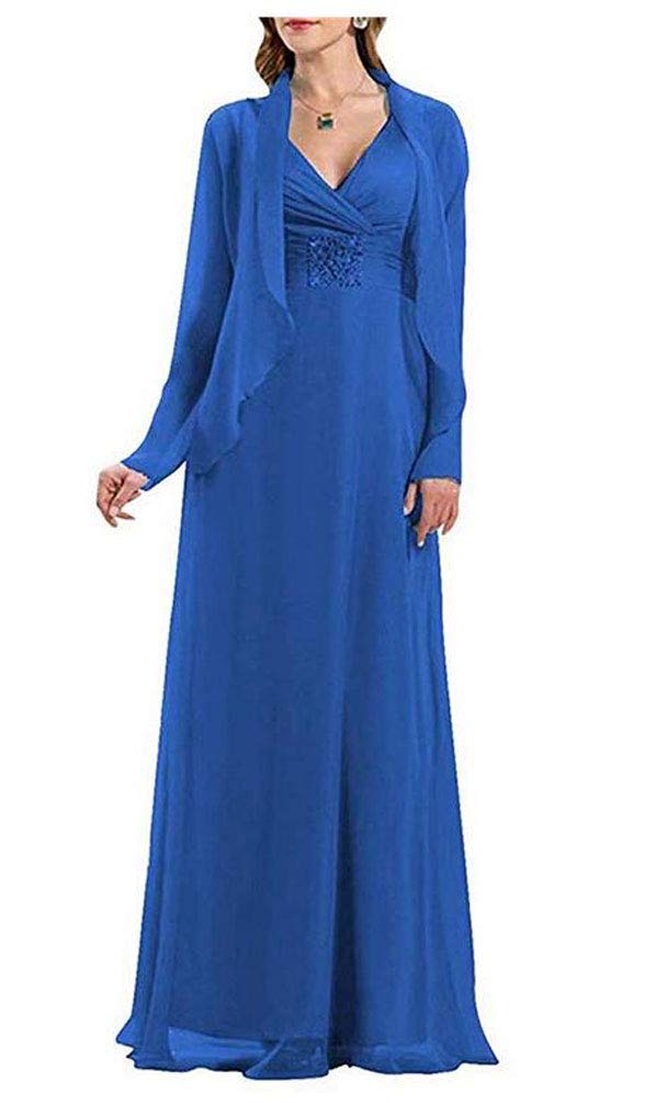 Elegant Plus Size Women's 2-Piece Chiffon Evening Dress with V-Neck & Beaded Pleat Waist - Perfect for Mother of The Bride, Wedding Guest & Special Occasions