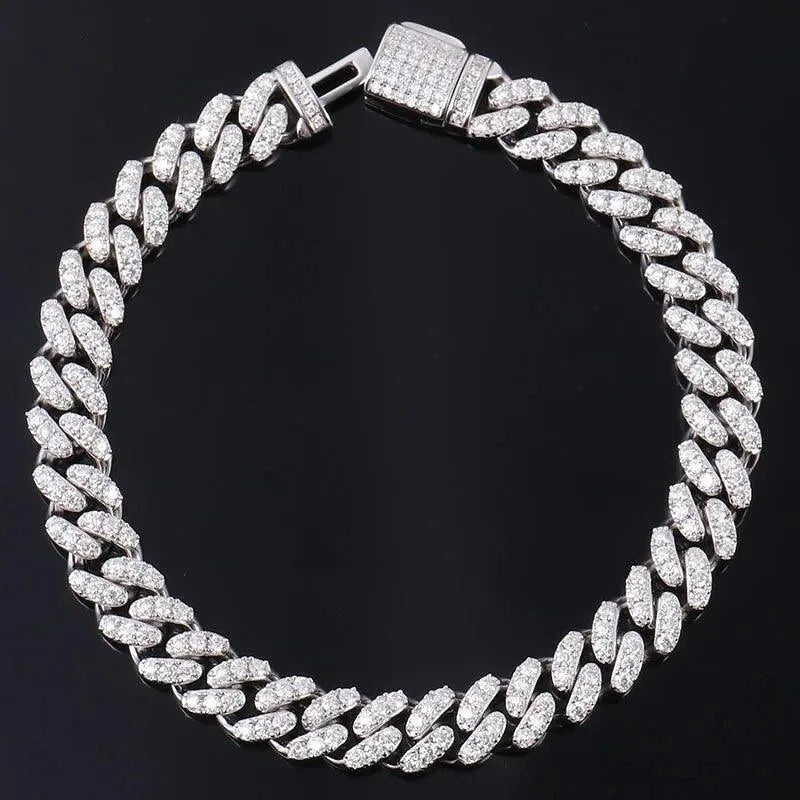 ROBUKF Genuine Moissanite 6mm Cuban Link Bracelet for Men - VVS1 Diamond Clarity, 925 Sterling Silver White Gold Plated | Luxury Hip Hop Jewelry Gift for Birthday, Anniversary & Special Occasions