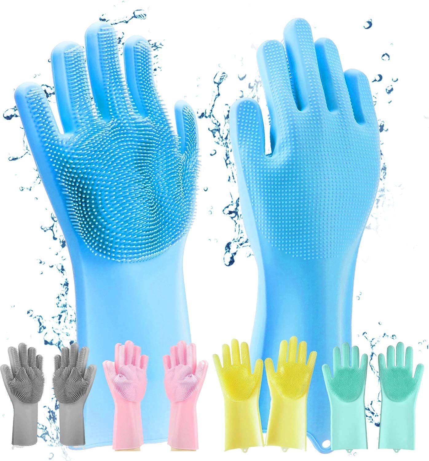 Heat Resistant Silicone Cleaning Gloves with Soft Bristles - Multipurpose Scrub Gloves for Car Detailing, Bike Washing, Kitchen Cleaning & Pet Grooming (1 Pair) - Perfect for Household Chores, Dishwashing and Heavy Duty Cleaning Tasks