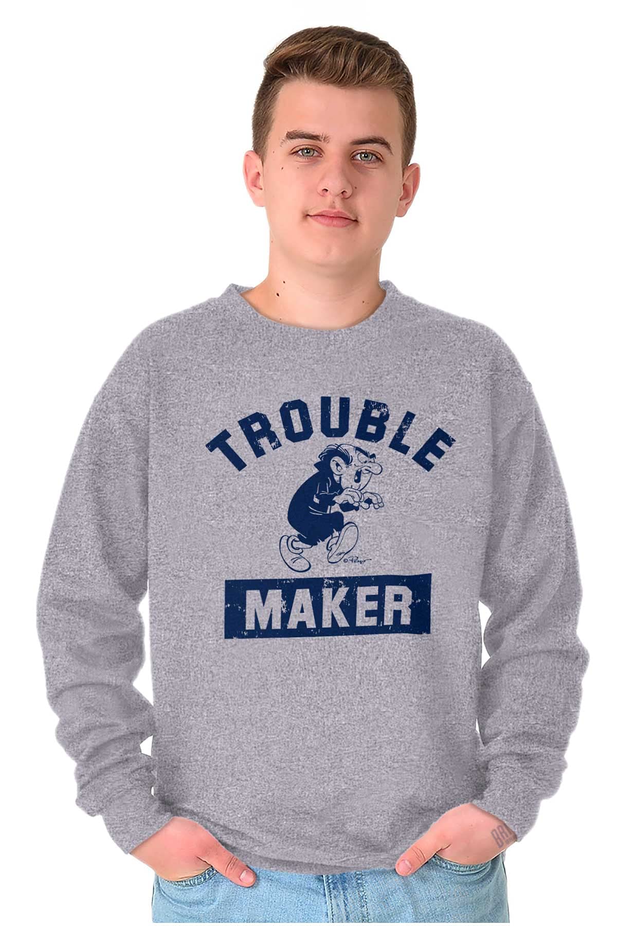 Brisco Brands Smurfs Trouble Maker Gargamel Funny Graphic Sweatshirt for Men & Women | Cute Cartoon Character Pullover Hoodie for Cosplay, Halloween Costume & Casual Wear