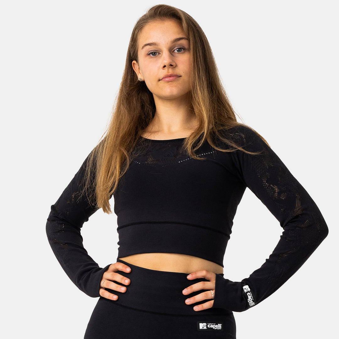 MTV Women's Sporty Long Sleeve Crop Top - Athletic Workout Shirt for Yoga, Running & Gym - Breathable & Comfortable Activewear