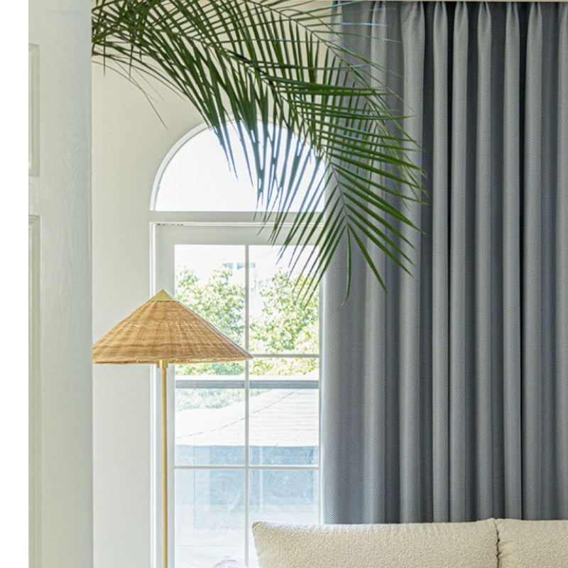 Lorelai Cotton Linen Gingham Wave Textured Blackout Curtains for Bedroom & Living Room - Custom Size Thermal Insulated Window Drapes for Home Decor