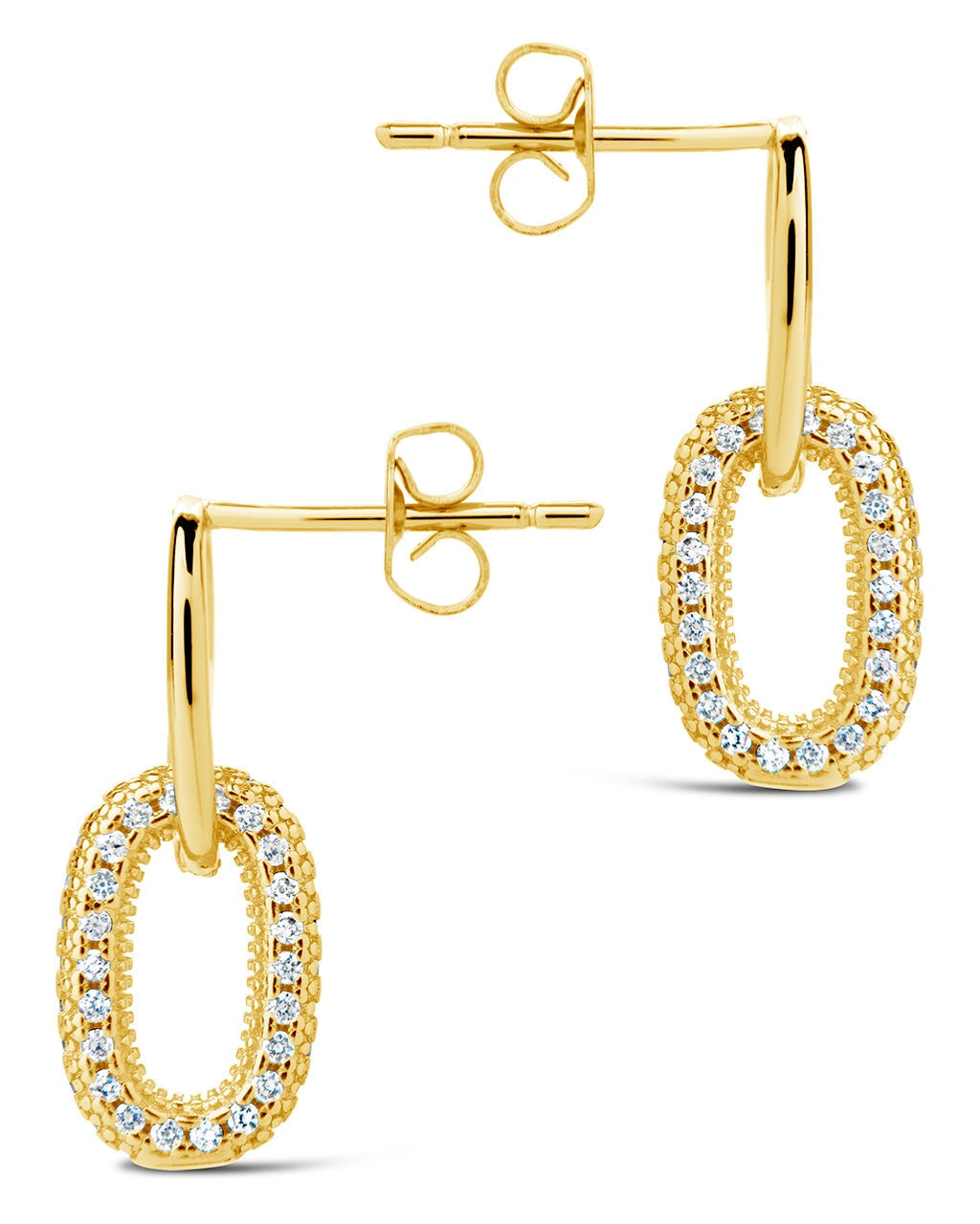 Reina CZ Chain Link Drop Stud Earrings – Elegant Dangling Jewelry for Women, Perfect for Parties, Weddings & Special Occasions
