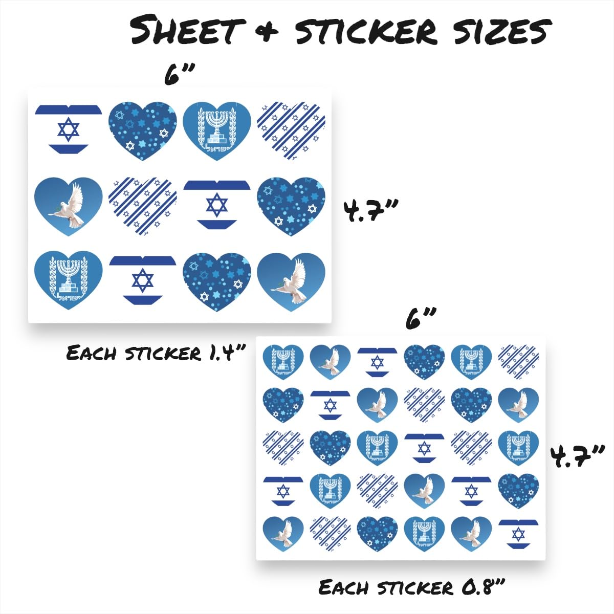 330+ Heart Israel Stickers Set - DIY Israeli Flag Banner, National Symbols & Small Decals for School Crafts, Parties & Patriotic Events
