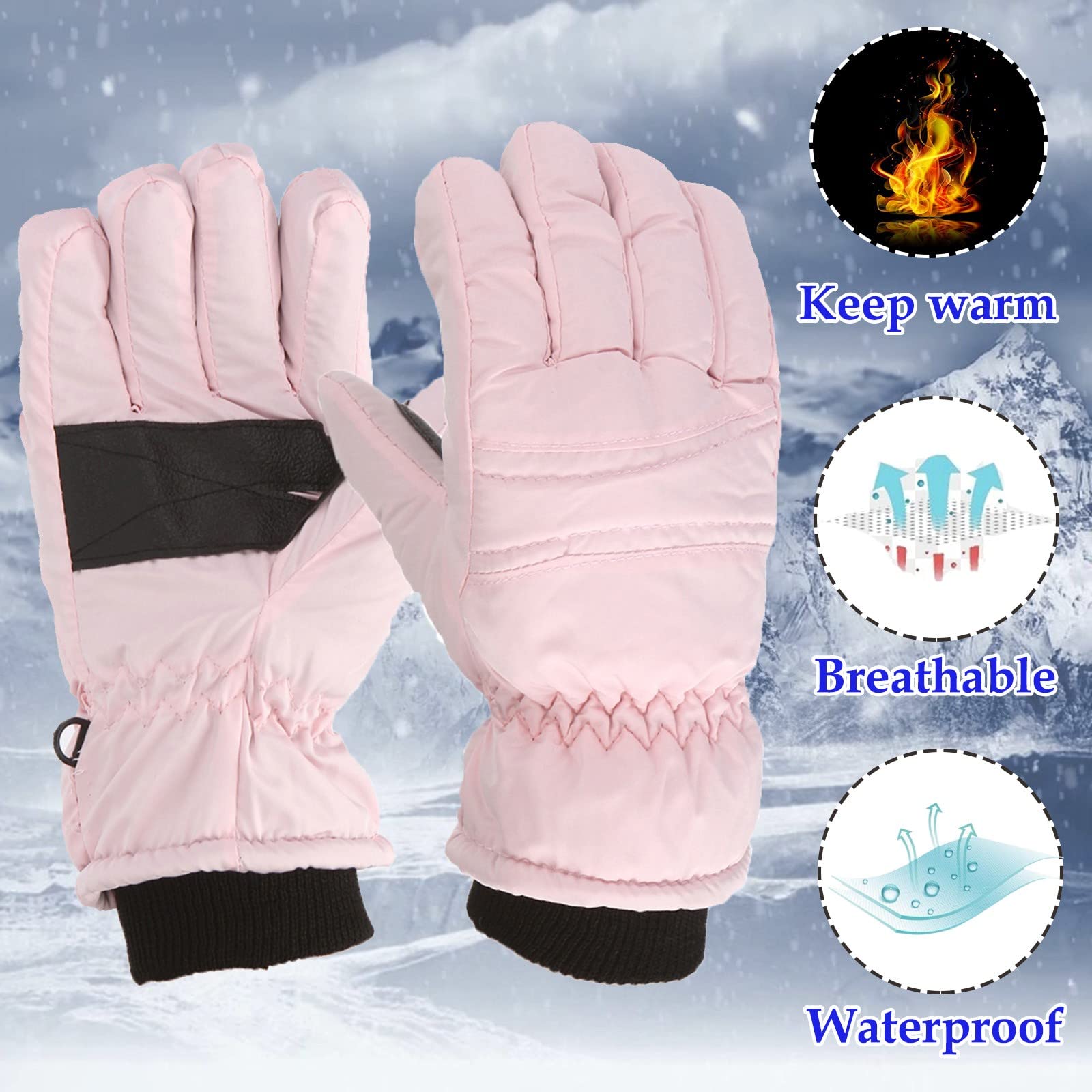 **Boys Winter Gloves - Waterproof & Windproof Ski Gloves for Cold Weather, Snowboarding, Ice Skating & Outdoor Activities**