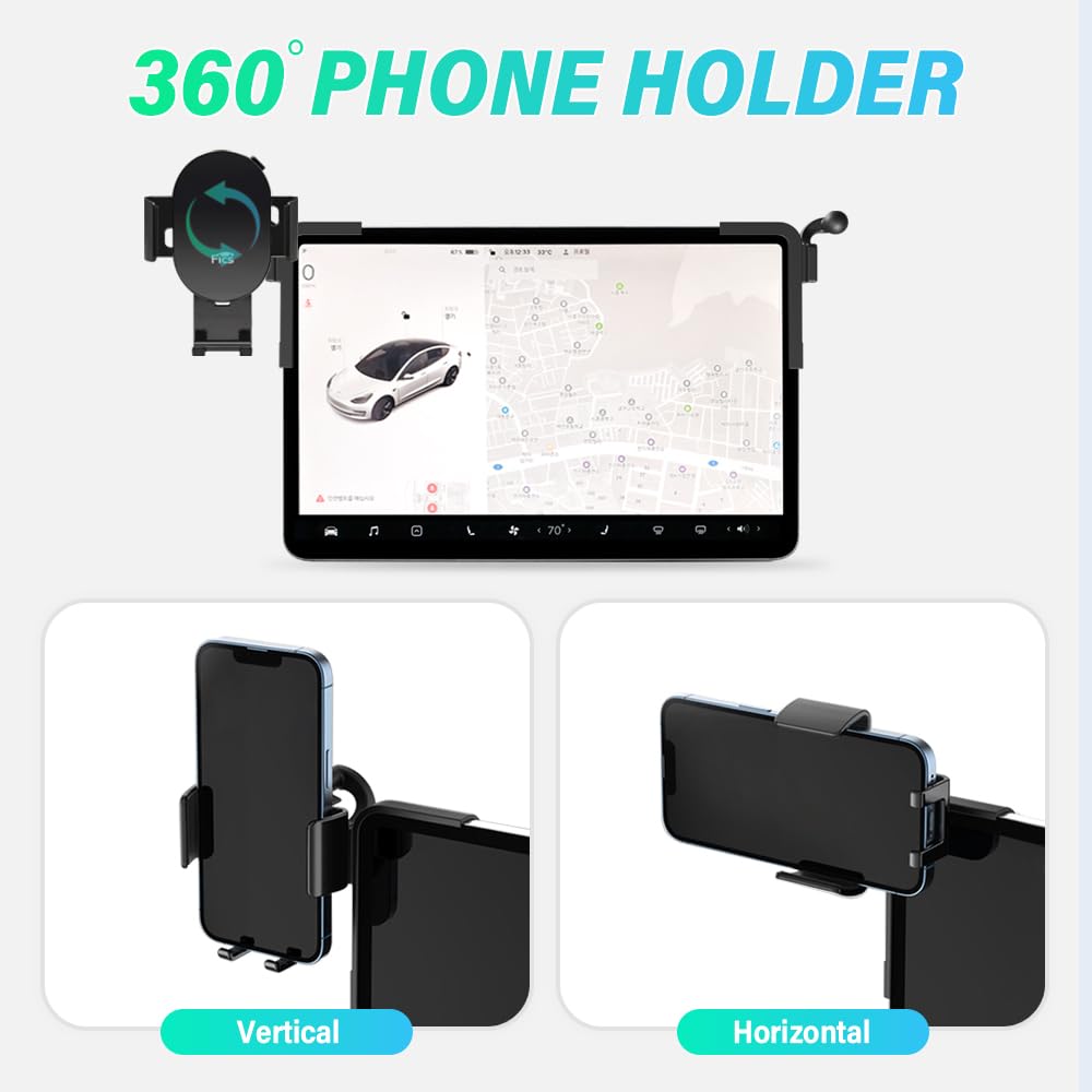 Premium Tesla Model 3 & Y Accessories - Universal Phone Mount Holder for Tesla Model 3/Y - Perfect for Safe Driving & Navigation