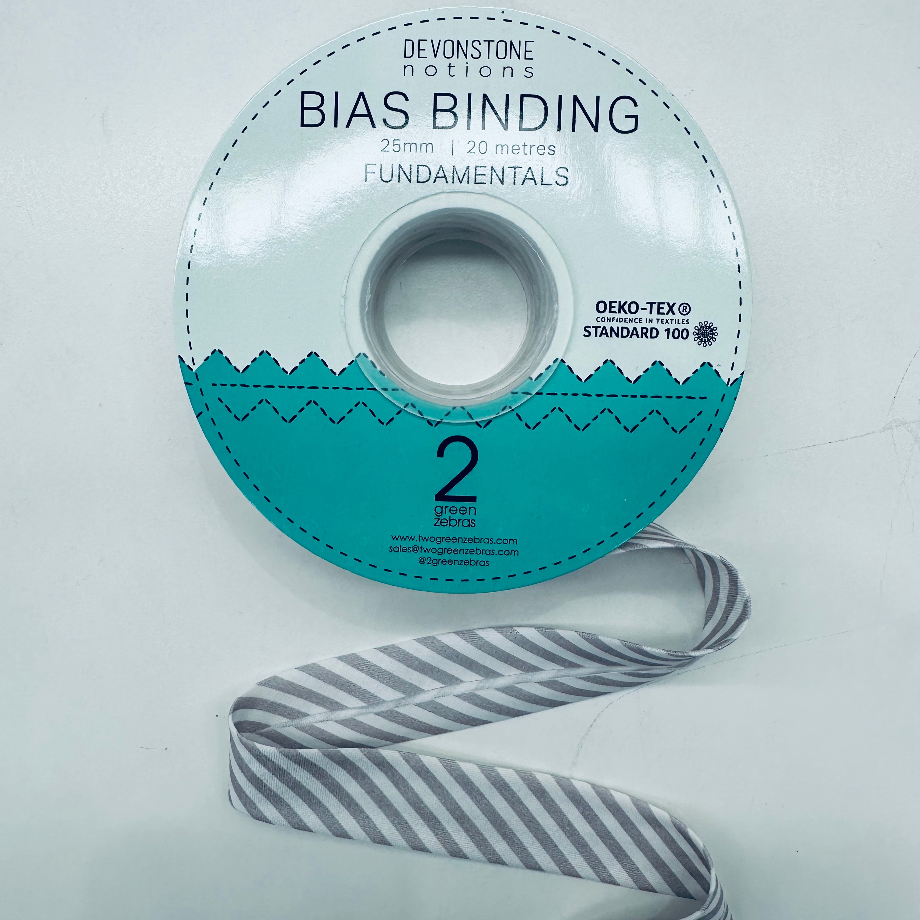 Premium Silver Gum Stripe Bias Binding Tape - 25mm (1 Inch) Width for Sewing, Quilting & DIY Crafts - Perfect for Garment Edges, Home Decor & Scrapbooking Projects