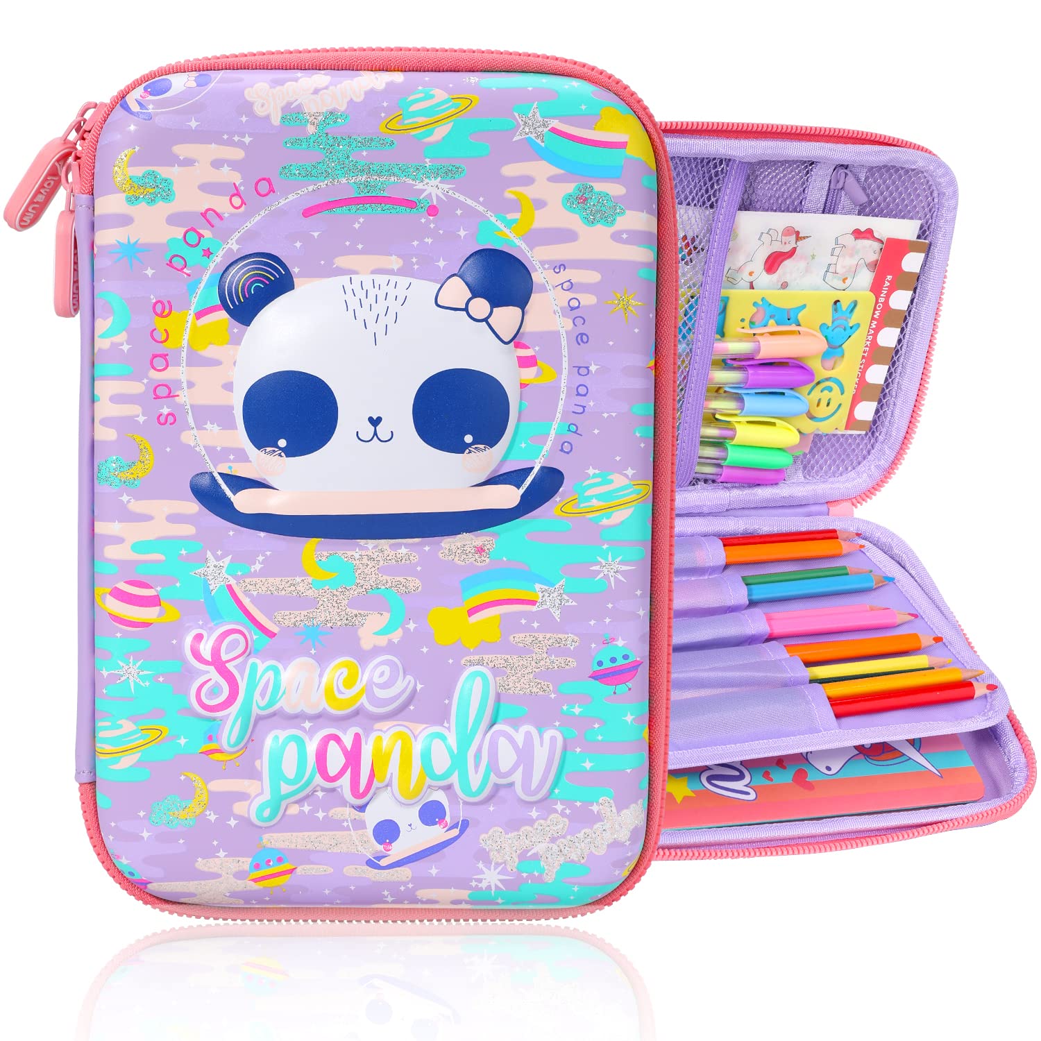 YOYTOO 3D Cute Panda Pencil Case for School - Large Capacity EVA Pen Pouch with Multi-Compartments for Kids, Teens, Boys & Girls | Shockproof Stationery Organizer for Students, Office & Travel Use