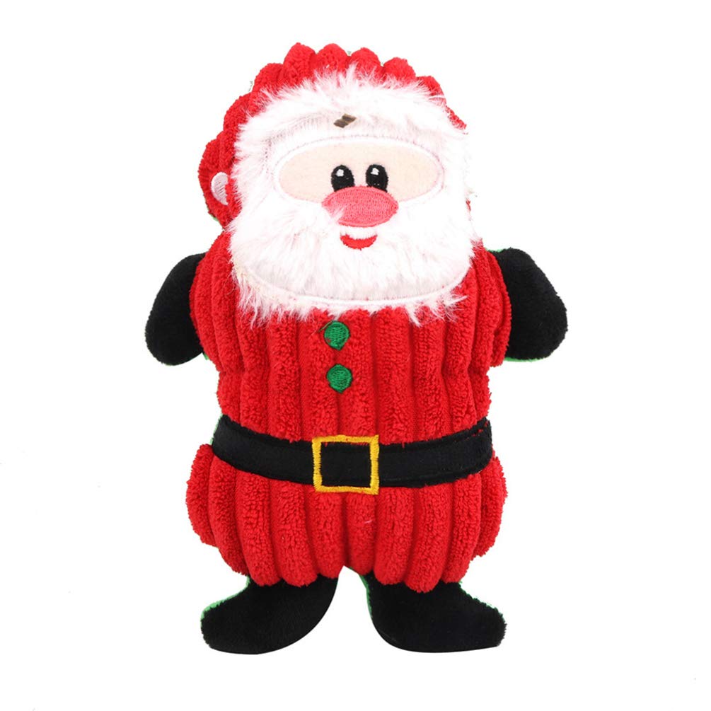 POPETPOP 3-Piece Santa-Themed Plush Chew Toys for Small Dogs - Durable Christmas Holiday Pet Toys with Sock Filler (Red) - Perfect for Teething Puppies & Holiday Gift Giving
